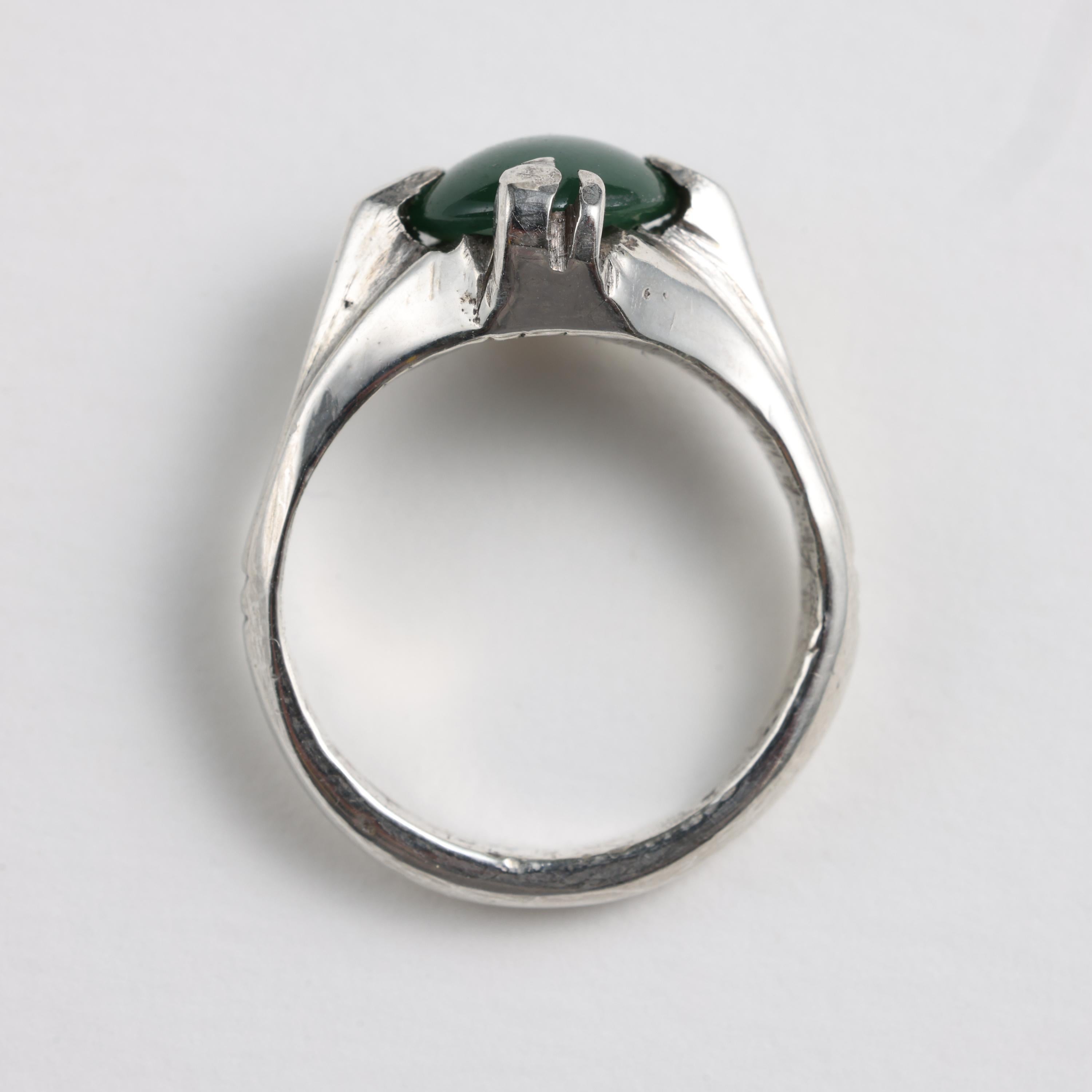 Omphacite-Jade-Ring aus Silber, zertifizierter unbehandelter Fei Cui im Angebot 1