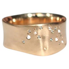 Omphaloskepsis Band Ring in 10K Yellow Gold & Seed Pearls by Alice Son