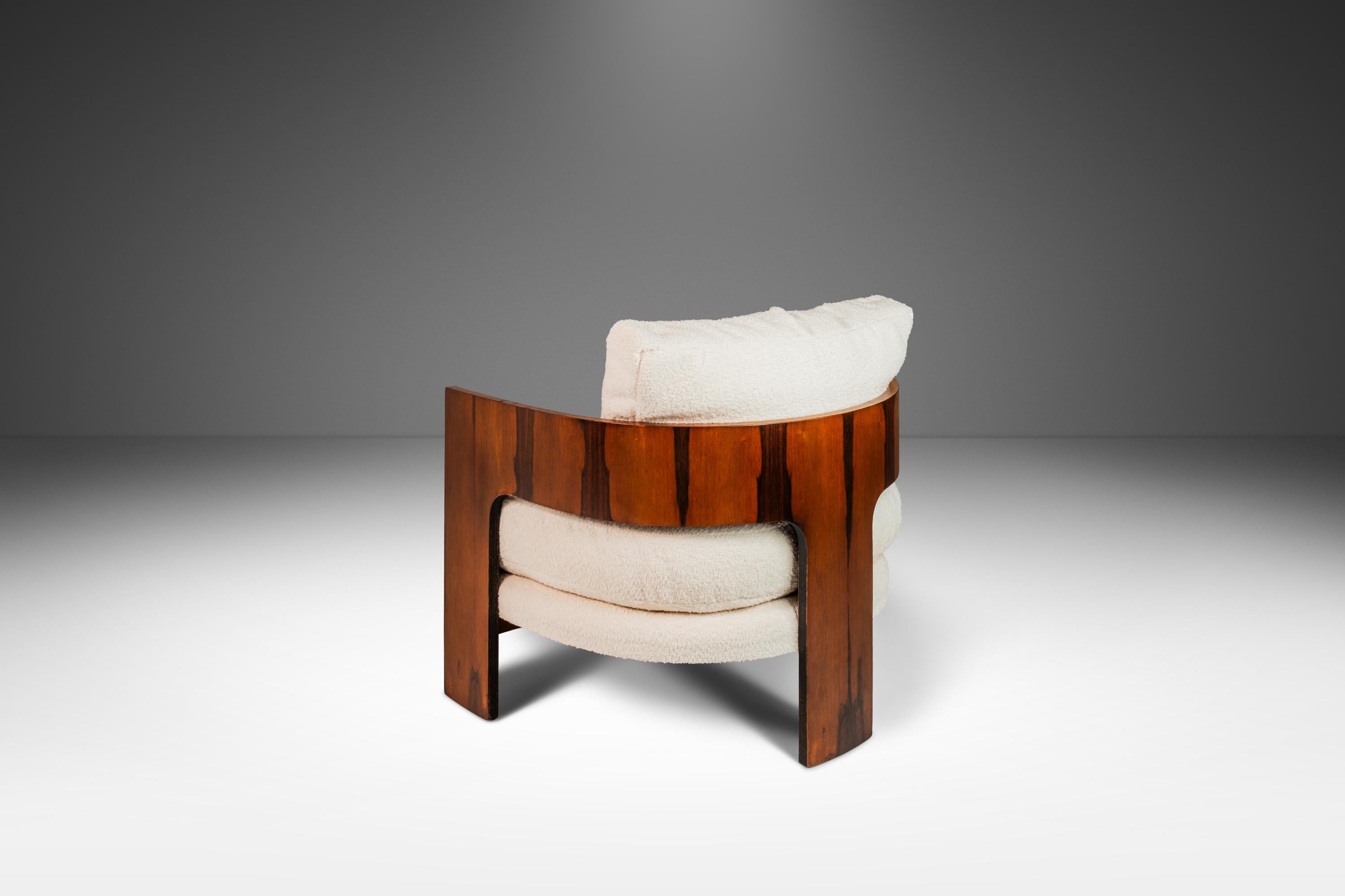 American On-3 Lounge Chair in Rosewood & Bouclé by Milo Baughman for Thayer Coggin, 1966 For Sale