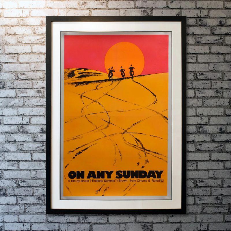 On Any Sunday, Unframed Poster, 1971

Original One Sheet (27 X 41 Inches). Original US One Sheet movie poster for the Motocross documentary. Rare silkscreen day-glo 'Sunset Style', the best and most desirable poster for the film

Filmmaker Bruce