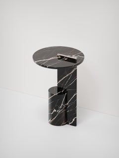 On – Contemporary Side Table in black Port Laurent Marble and Metal