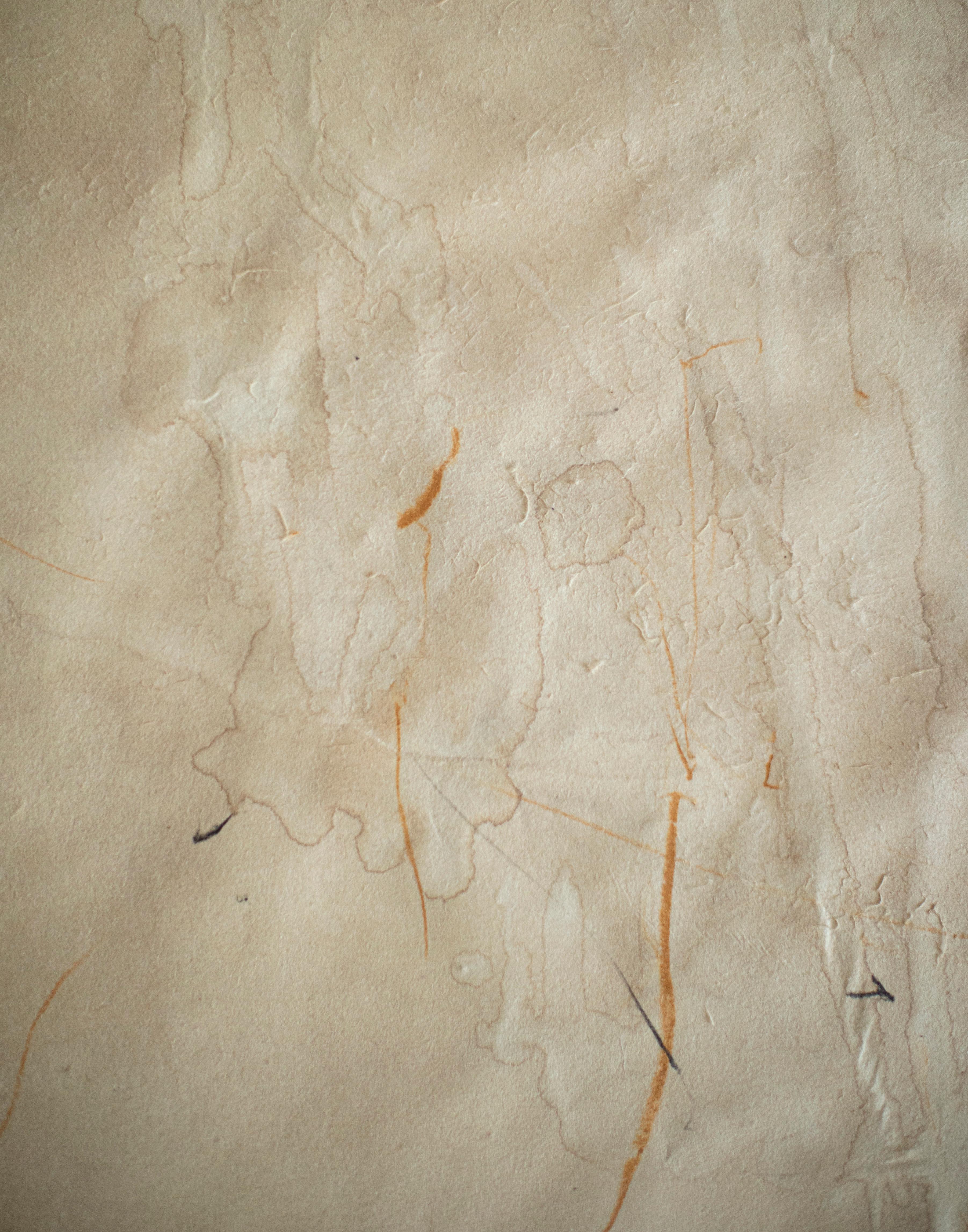 む, Einzigartige Arbeit auf Papier. Mixed-Media-Gemälde auf Awagami-Papier (Beige), Abstract Painting, von On Hansen
