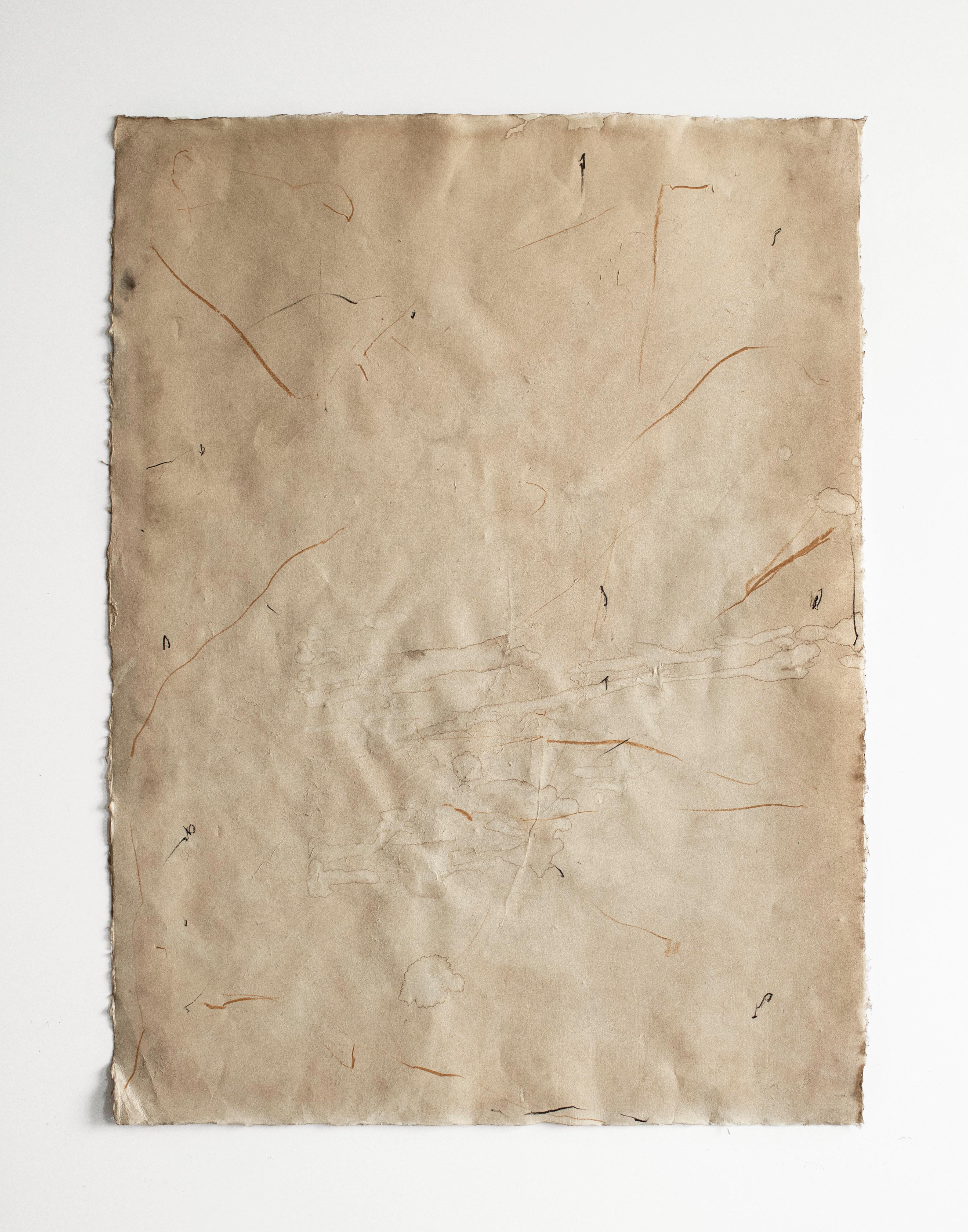 む, Einzigartige Arbeit auf Papier. Mixed-Media-Gemälde auf Awagami-Papier – Painting von On Hansen