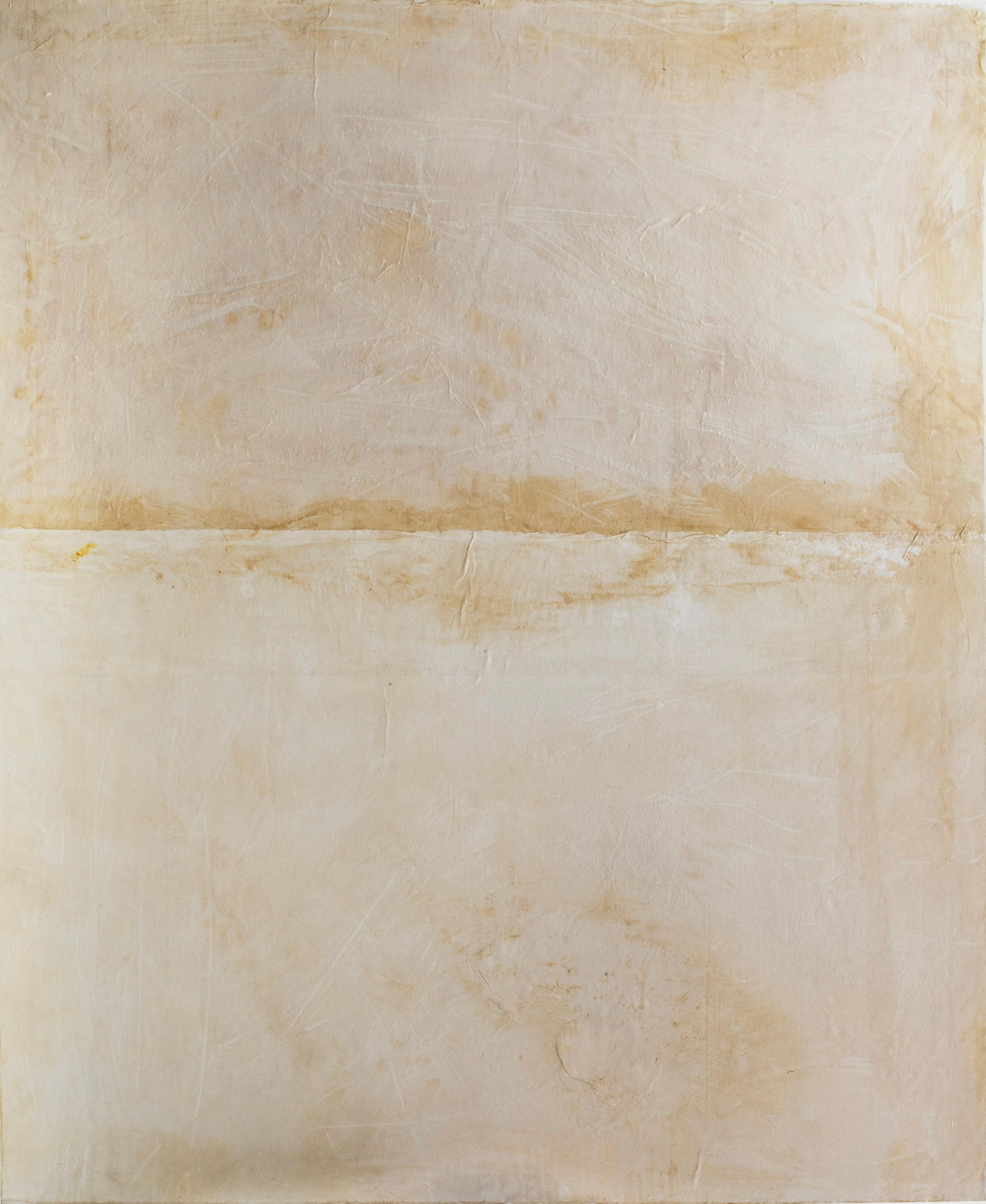 ABSTRACT Œuvre d'art contemporain Blanc Brown Terre Texture minimale sur Hansen