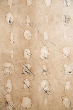 On Hansen Abstract Mixed-Media Painting in Earth Tones with Gestural Marks, 2025