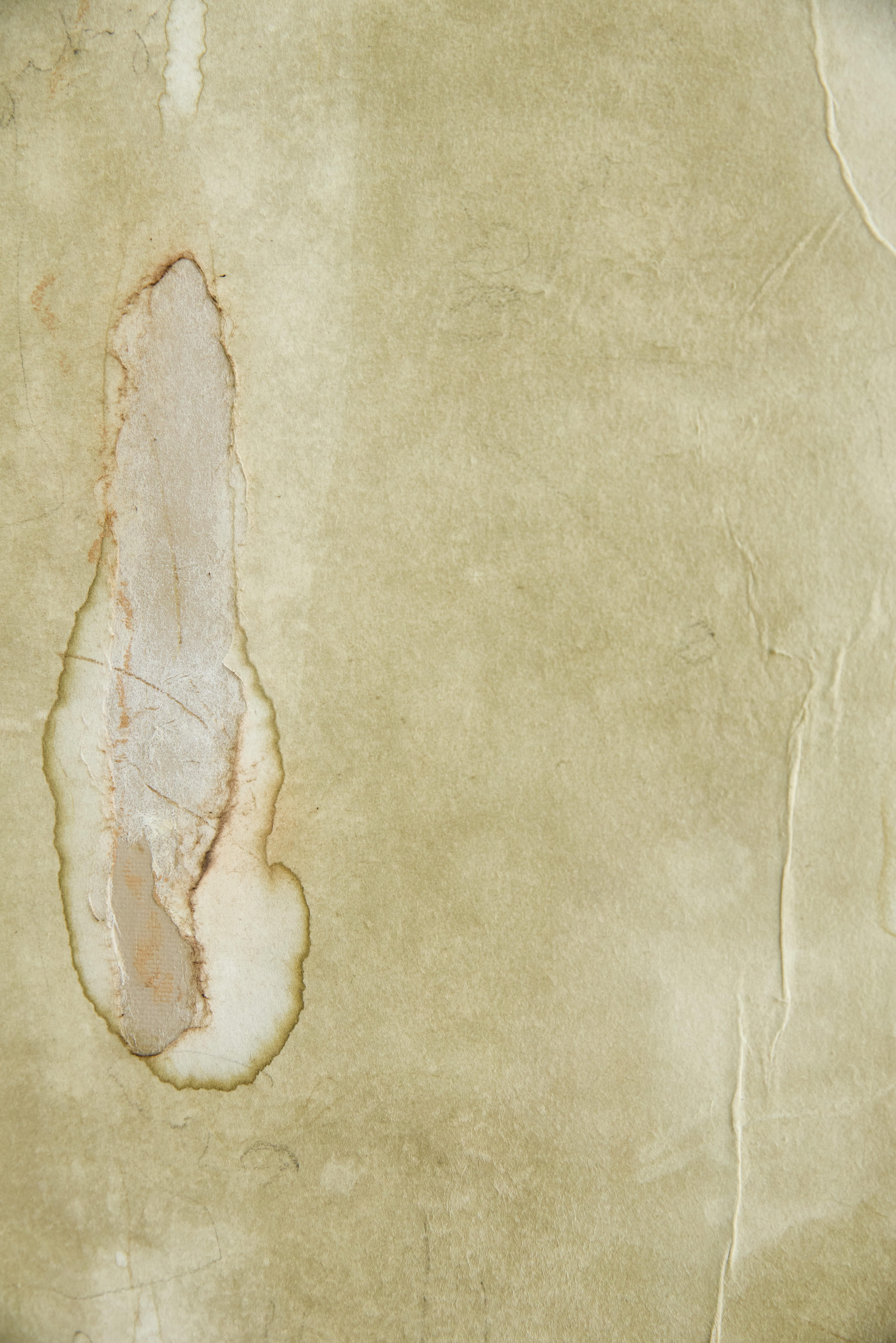 Auf Hansen Abstrakte Mischtechnik Malerei in Erdtönen mit gestischen Zeichen 2025 (Beige), Abstract Painting, von On Hansen