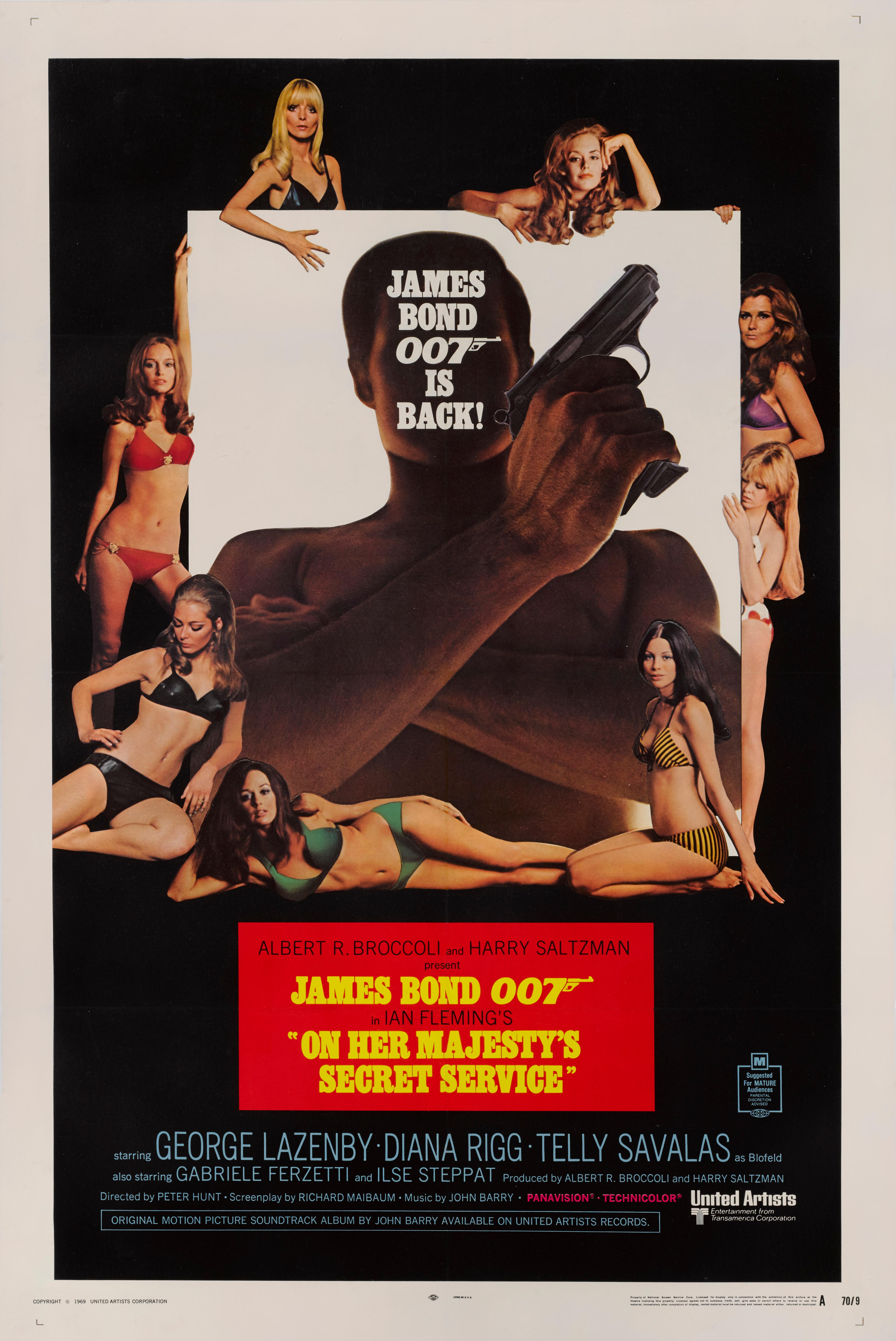 Original US style a film poster for the sixth in the James Bond series, and stars George Lazenby as 007, a role that he would only play this one time. This poster is linen backed and would be shipped rolled in a strong tube.