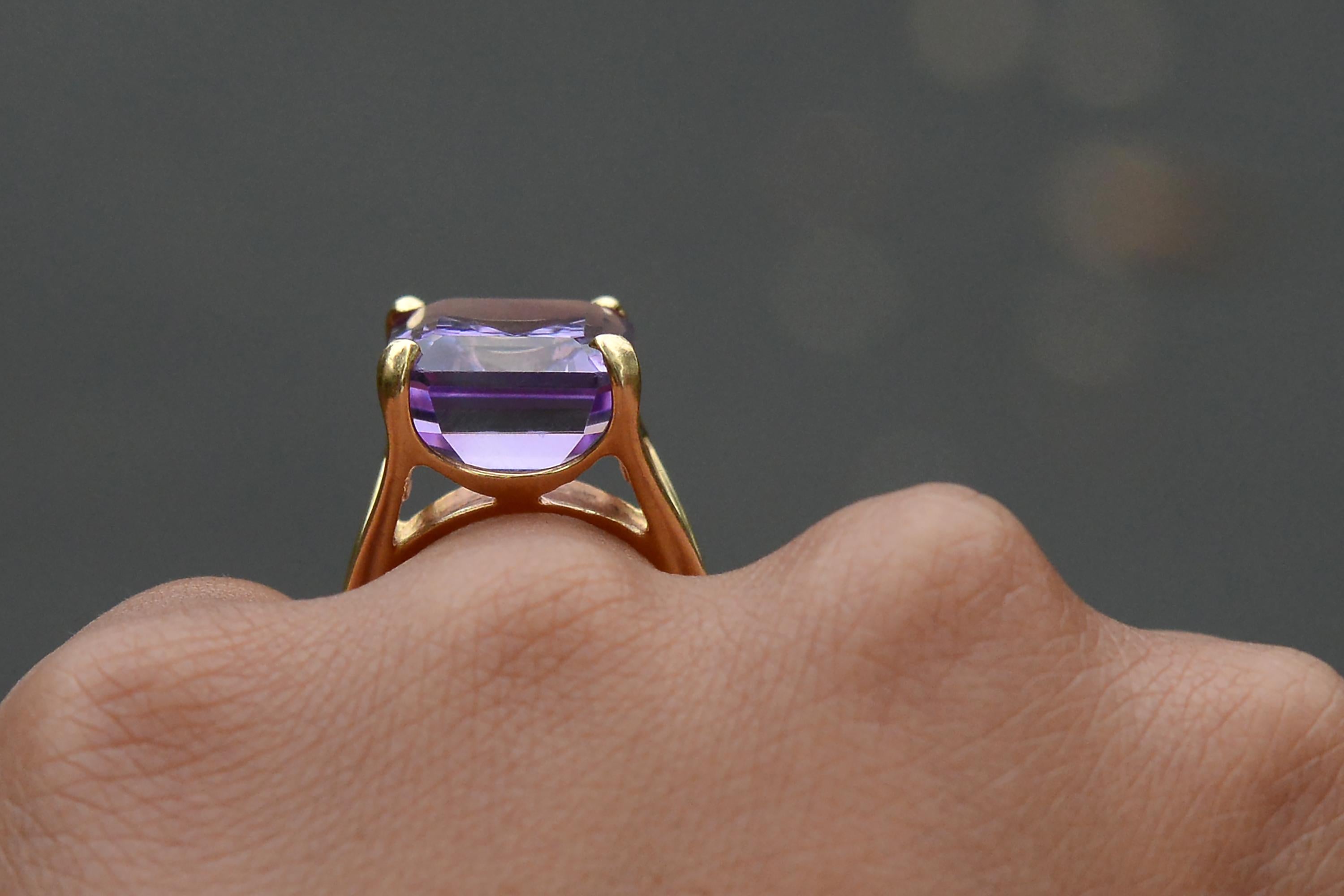 Emerald Cut ON HOLD 4 BRIAN 19 Carat Amethyst Estate Cocktail Ring