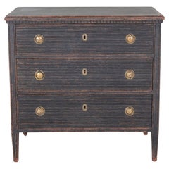ON HOLD -A Gustavian style chest of drawers in black with beautiful patina