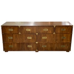Vintage Mid Century Walnut Henredon Campaign Dresser