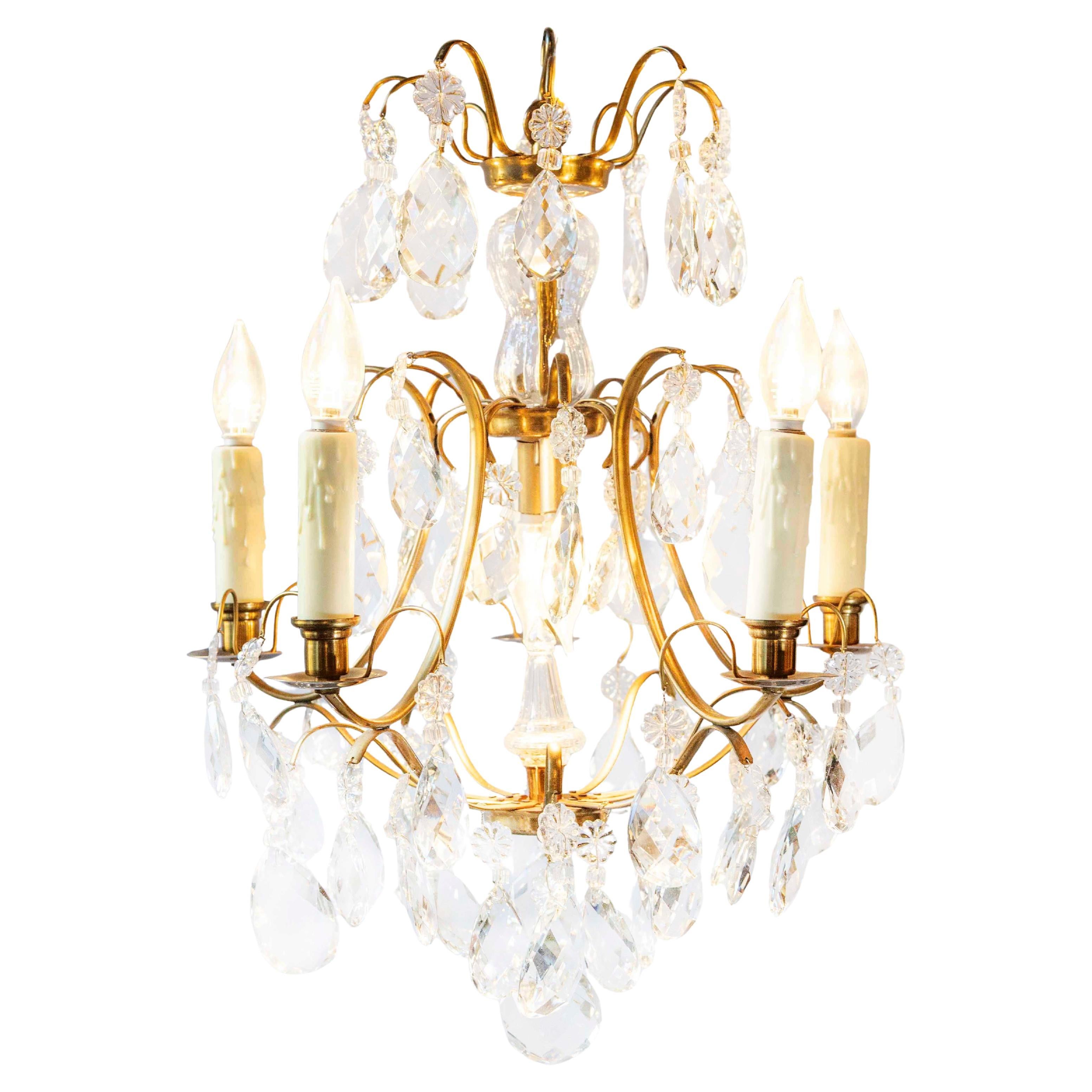 On Hold: Swedish prism chandelier in rococo style For Sale