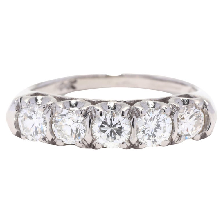ON HOLD***1.25ctw 5 Stone Diamond Wedding Band, 14K White Gold, Ring ...