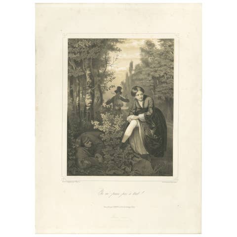 On ne pense pas à tout – Romantic French Lithograph, Paris circa 1840