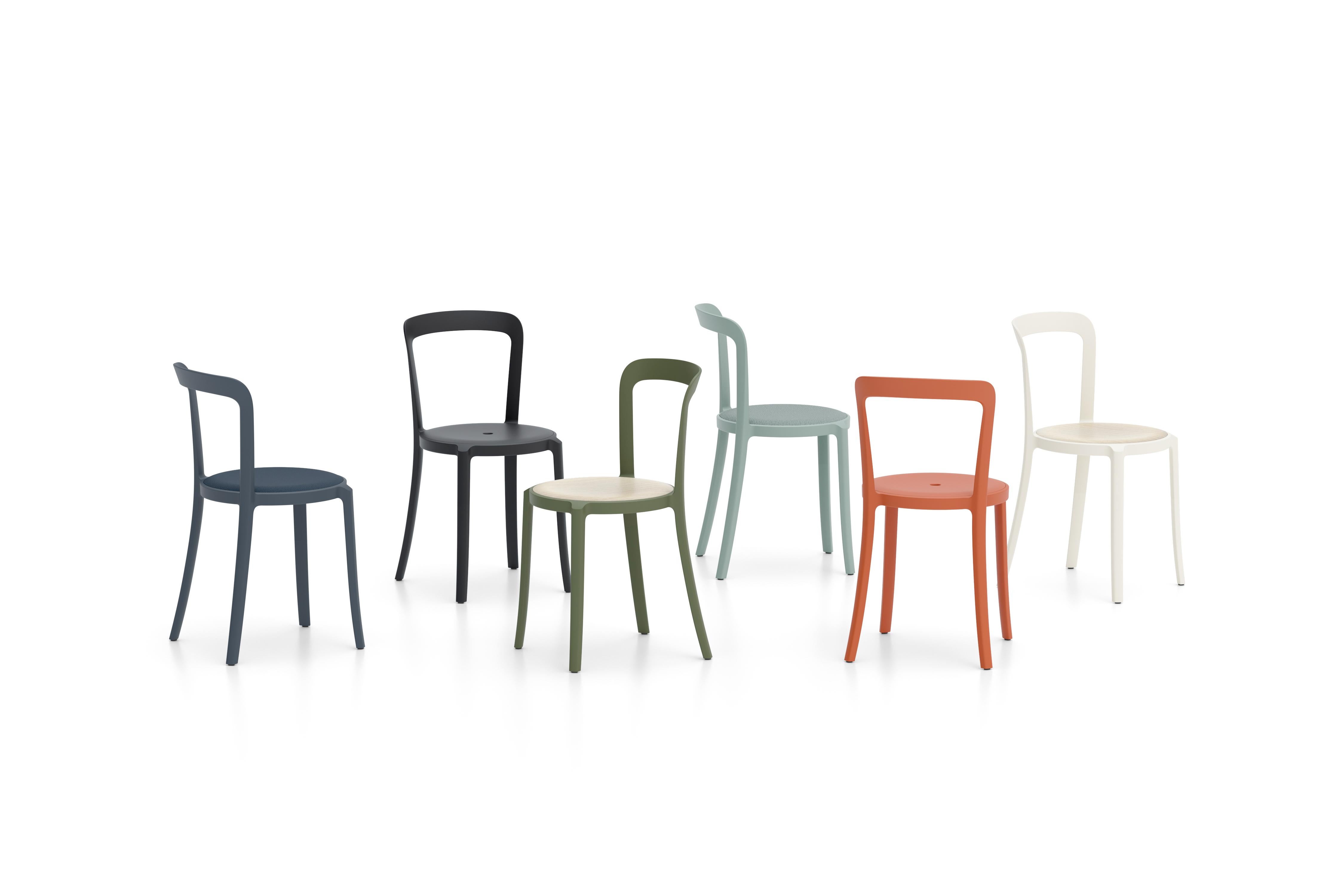 black plastic stacking chairs