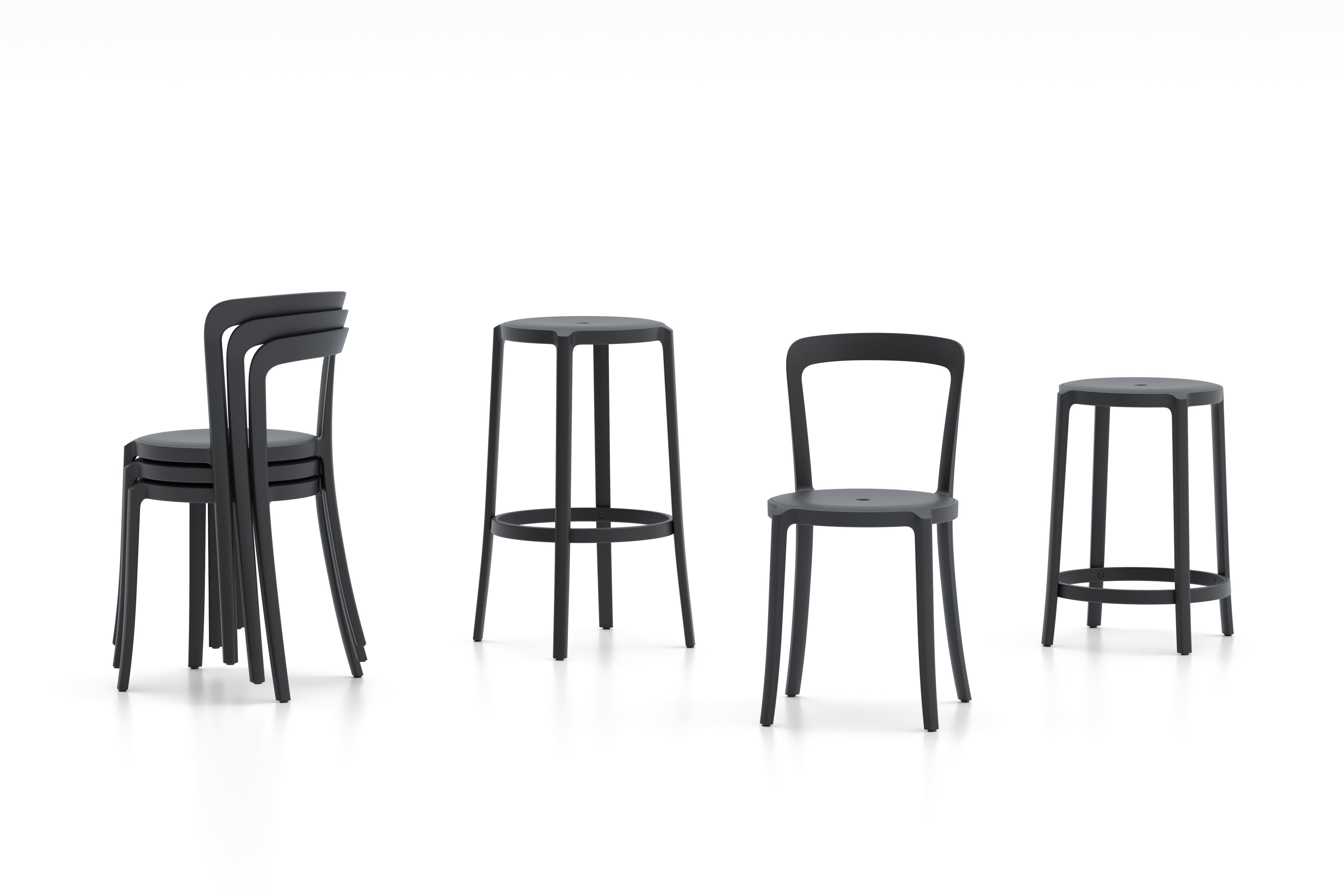 Contemporary On & On Stacking Chair in Plastic with Black Frame by Barber & Osgerby 
