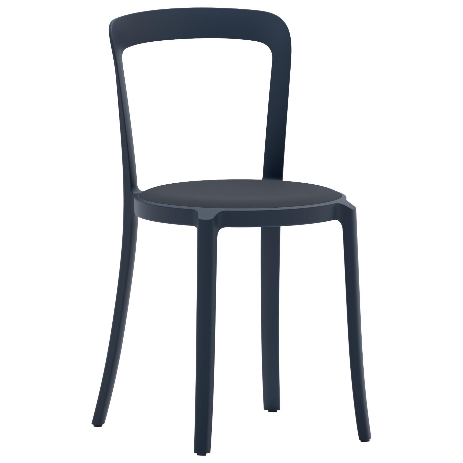 On & On Stacking Chair in Plastic with Dark Blue Fabric 1 by Barber & Osgerby For Sale