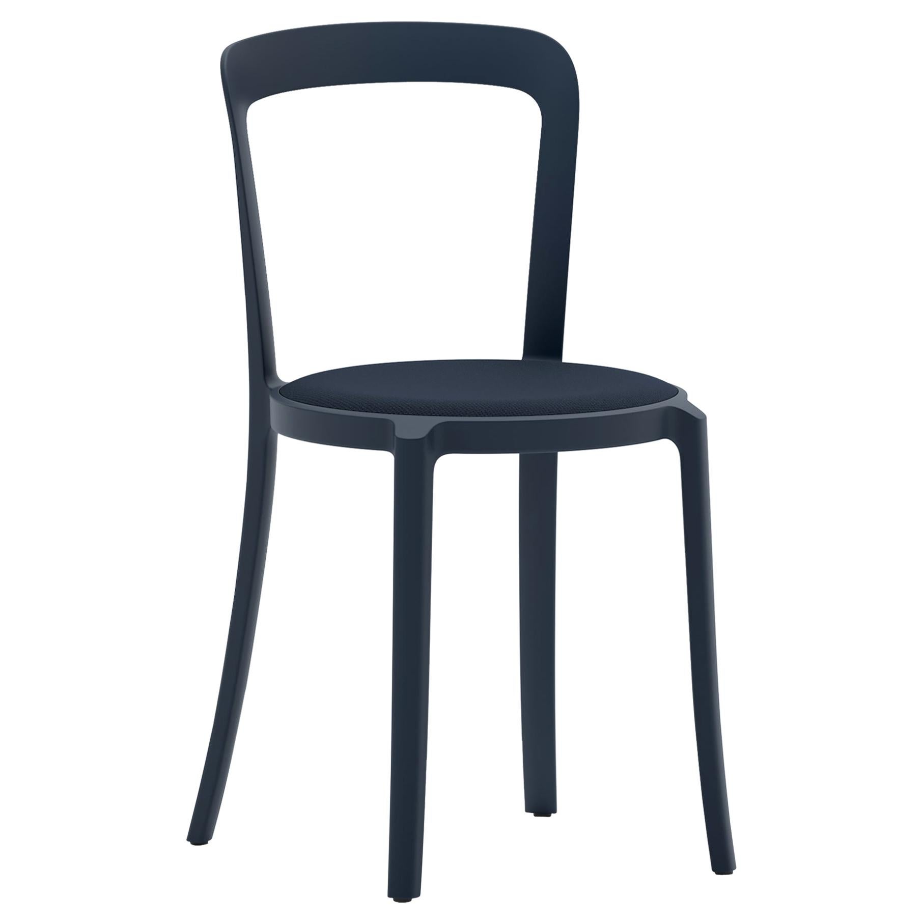 On & On Stacking Chair in Plastic with Dark Blue Fabric 2 by Barber & Osgerby