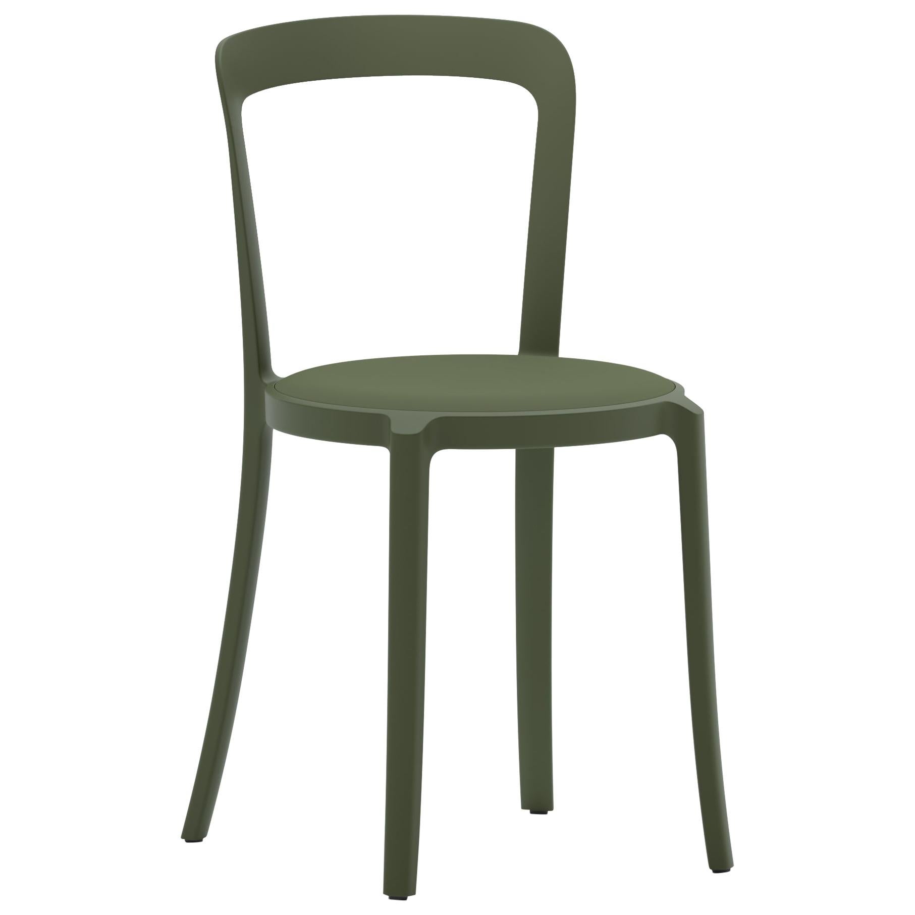 On & On Stacking Chair in Plastic with Green Fabric 1 by Barber & Osgerby