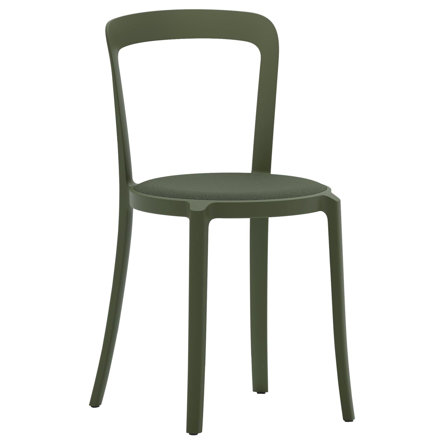 On & On Stacking Chair in Plastic with Green Fabric 2 by Barber & Osgerby