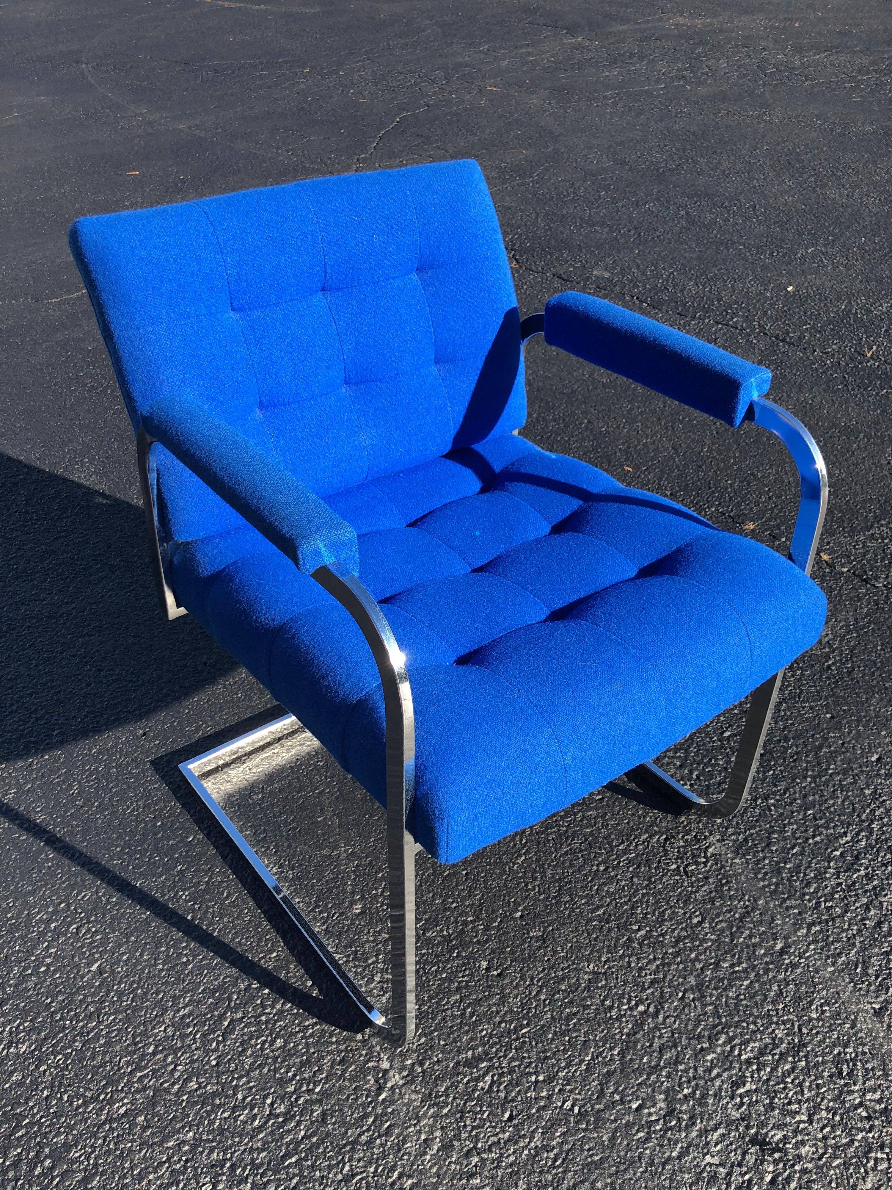 Mid-Century Modern Milo Baughman Style Chrome Armchair