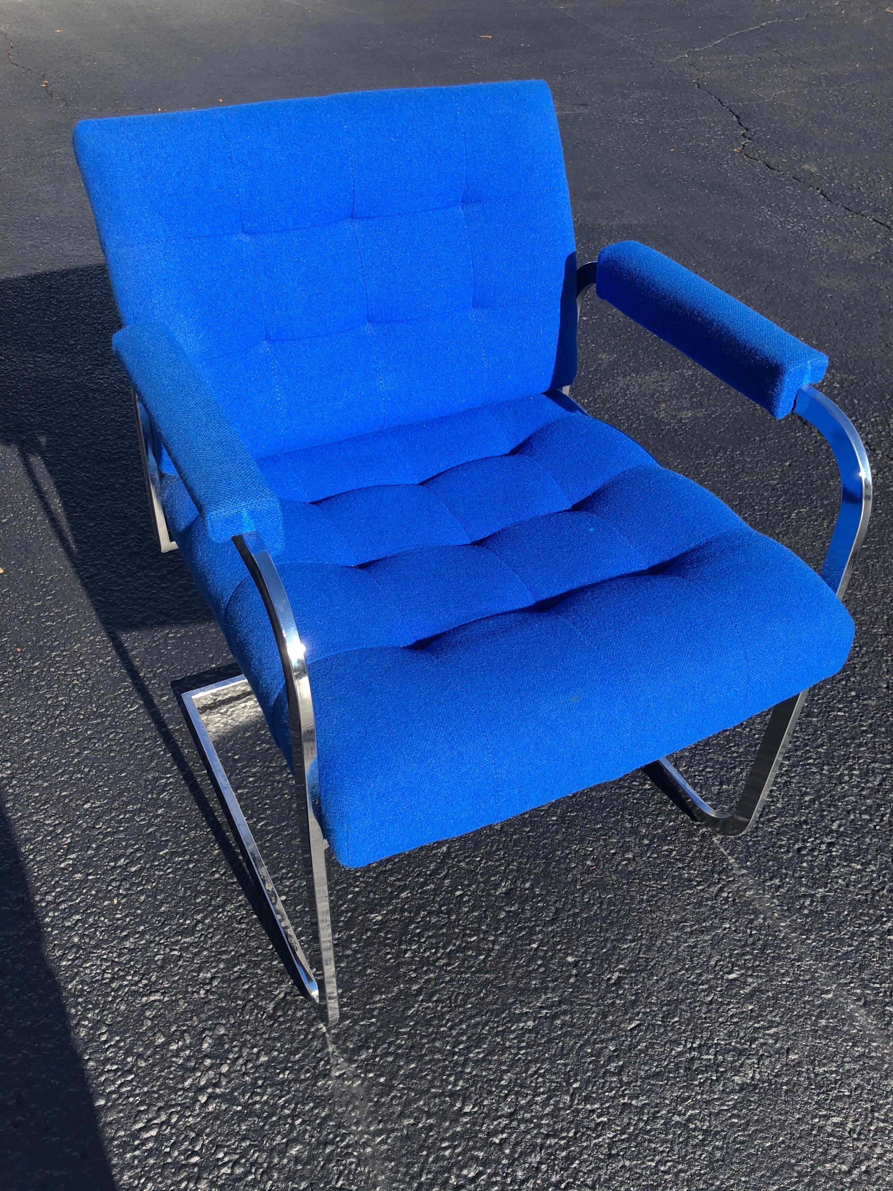 Milo Baughman Style Chrome Armchair In Good Condition In Redding, CT