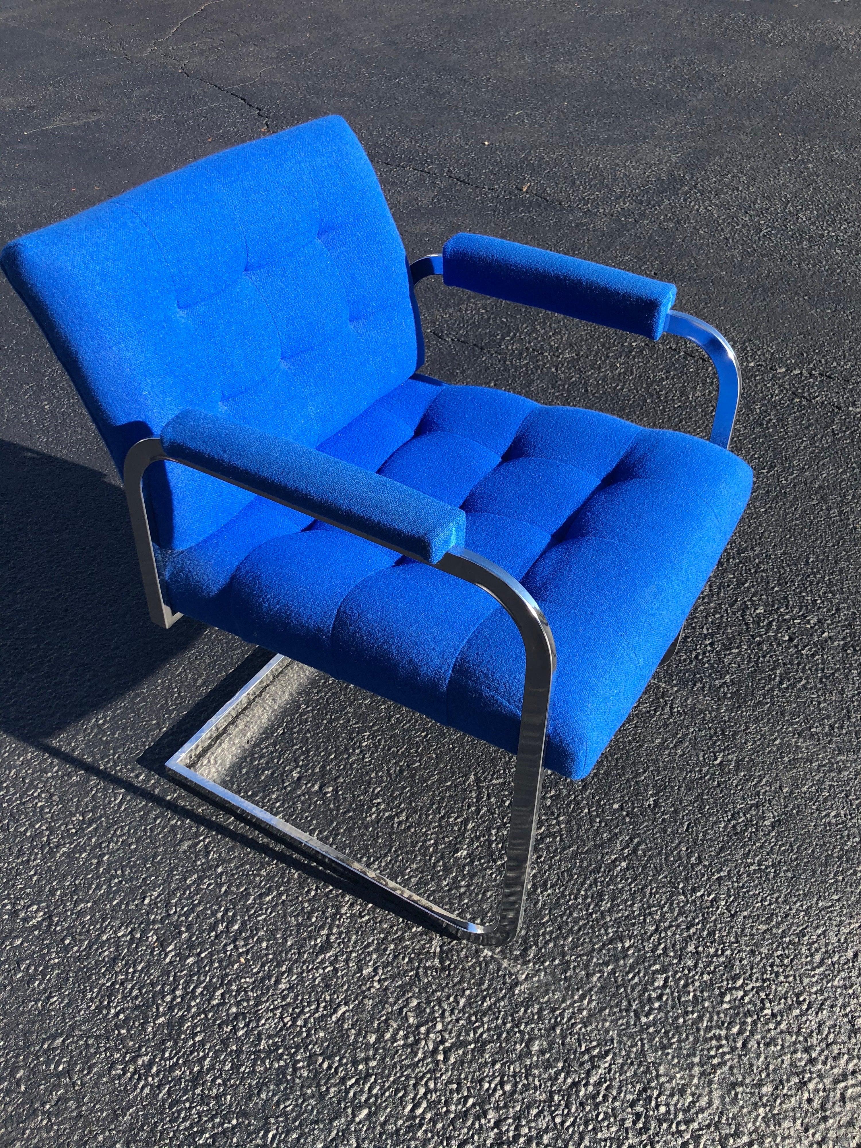 Mid-20th Century Milo Baughman Style Chrome Armchair