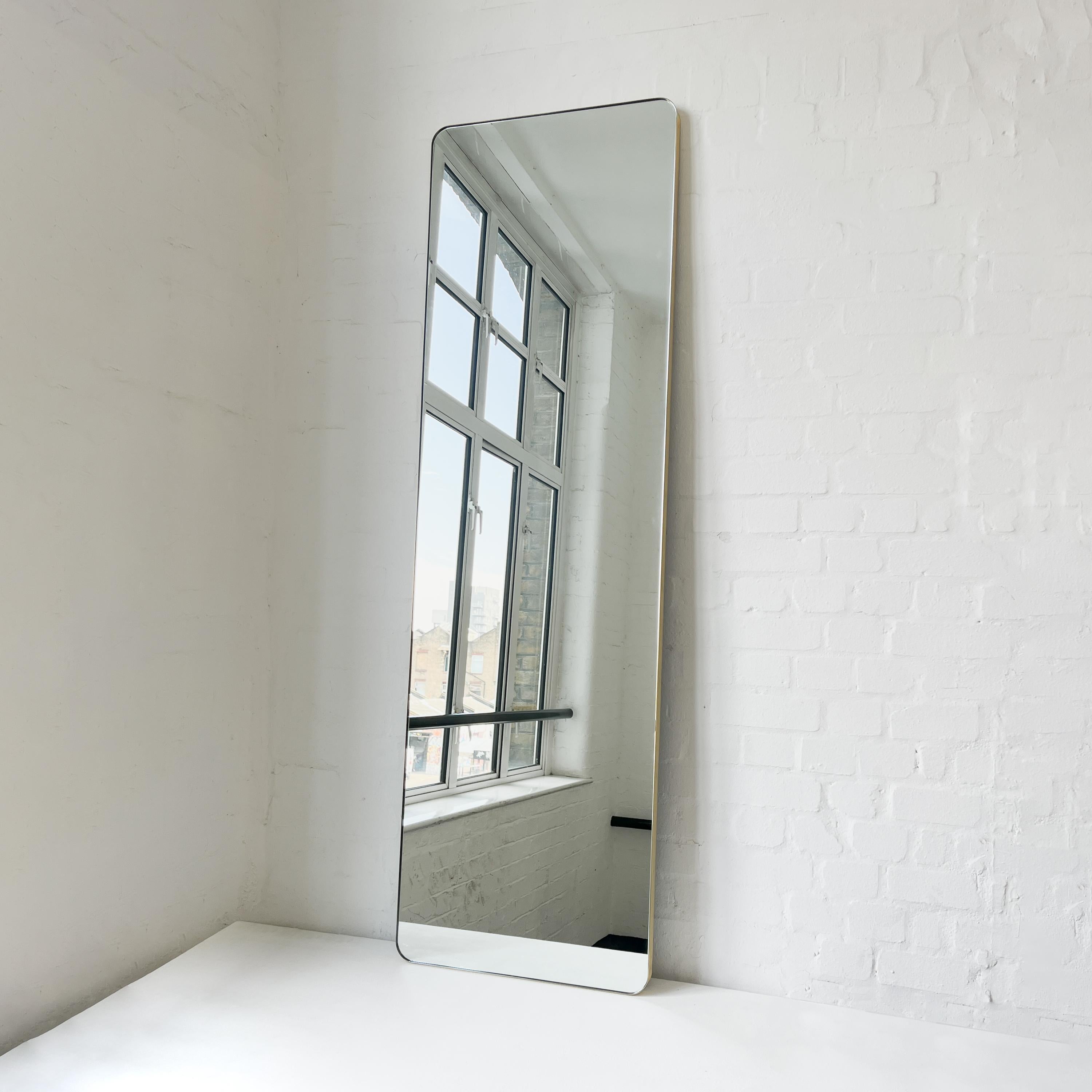 British ON SALE Quadris Oversized Rectangular Mirror with Brass Frame For Sale