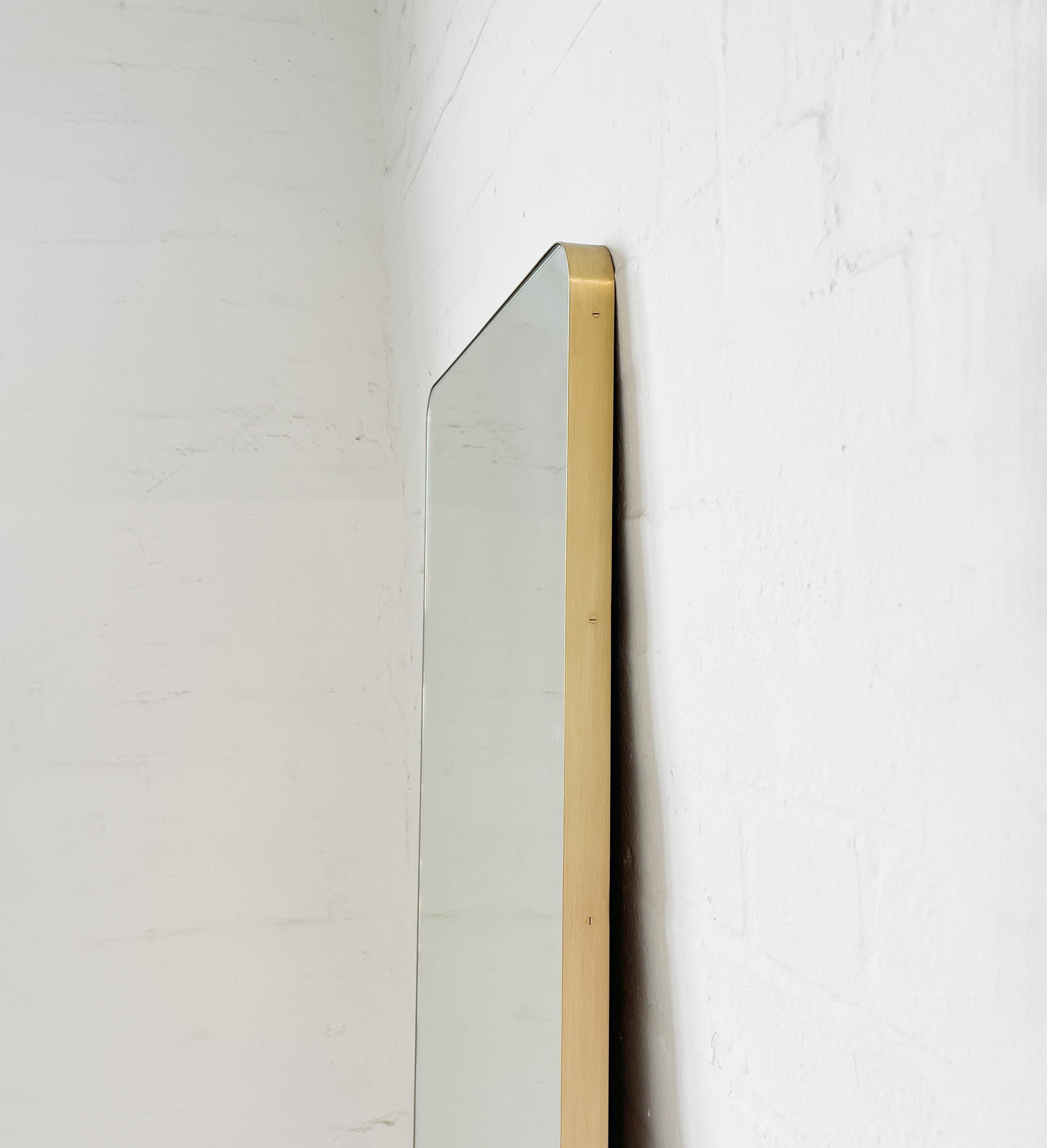 Brushed ON SALE Quadris Oversized Rectangular Mirror with Brass Frame For Sale