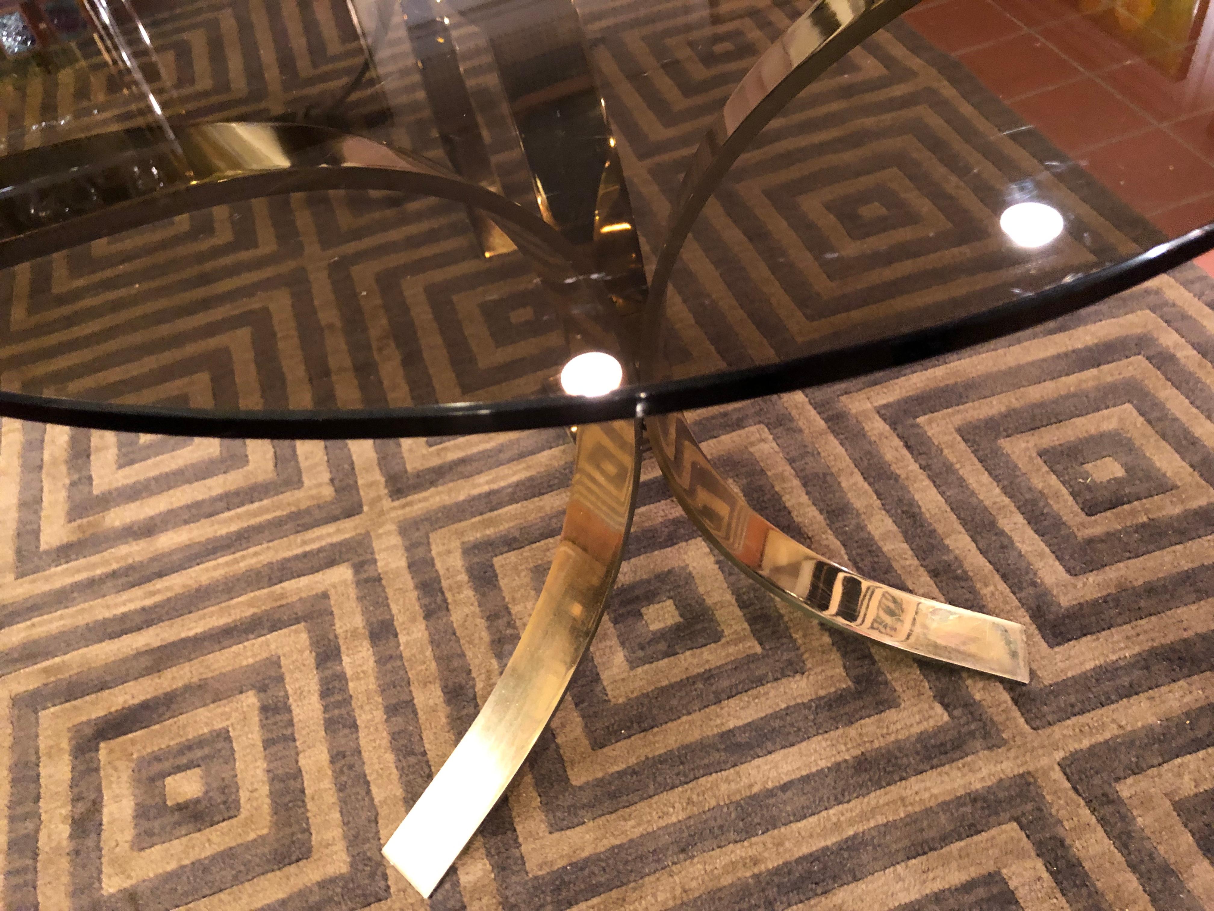 Roger Sprunger  Brass and Smoked Glass Oval Dining Table 8