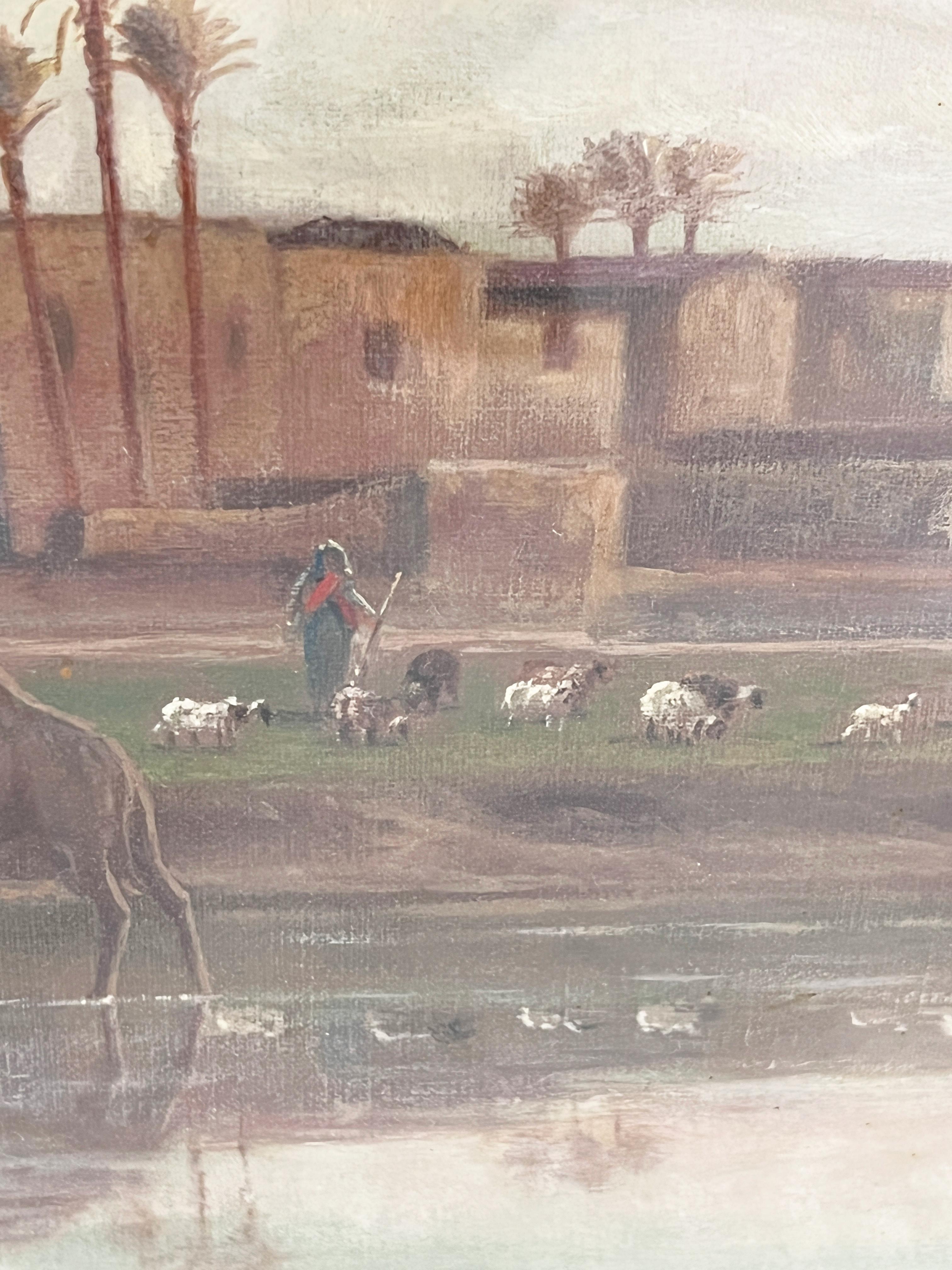 „On the Banks of the Nile“, großes Ölgemälde auf Leinwand von Frederick Goodall R.A. im Zustand „Gut“ im Angebot in London, GB