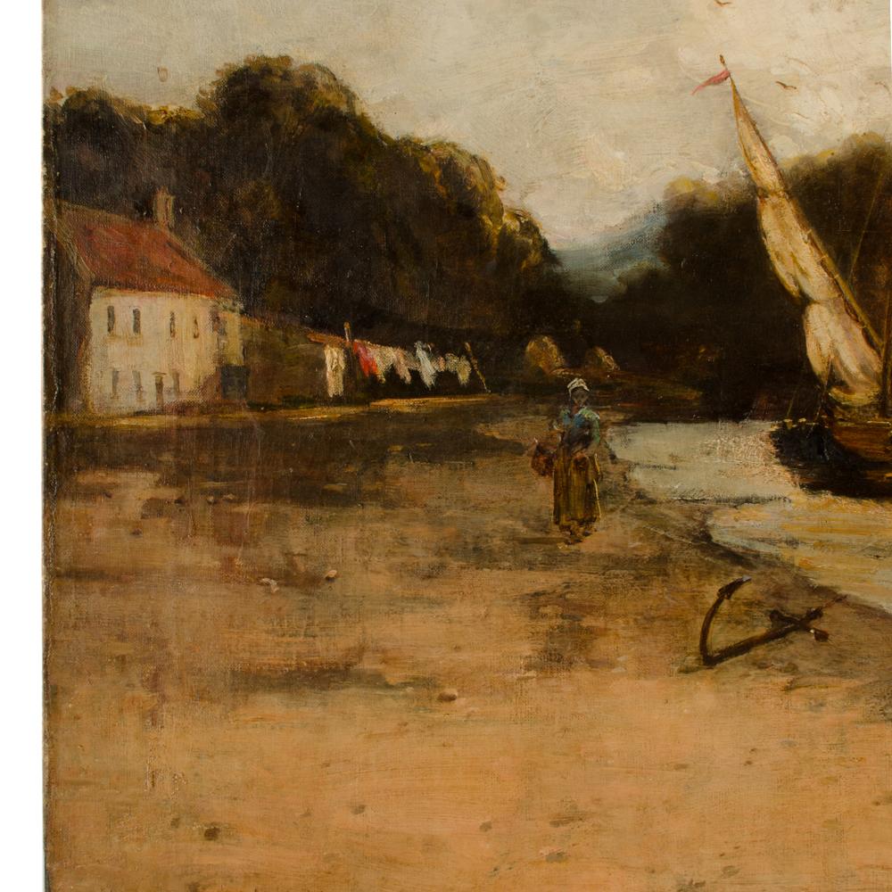 Ölgemälde auf Leinwand Kanallandschaft von David Noble (britisch, 1882-1890). im Zustand „Gut“ im Angebot in Philadelphia, PA