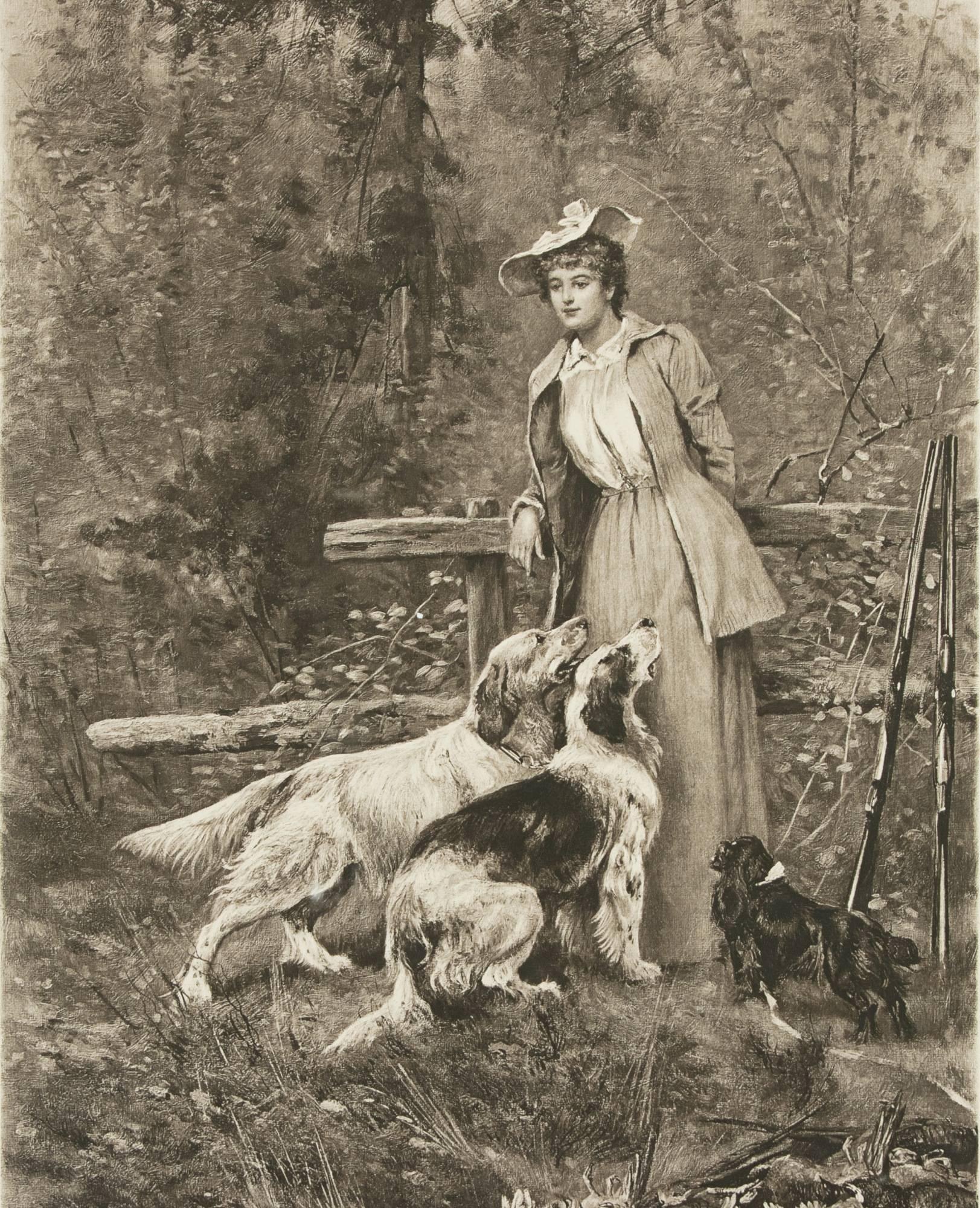 British Shooting Print, On the Covert Side, Photogravure by Arthur Wardle For Sale