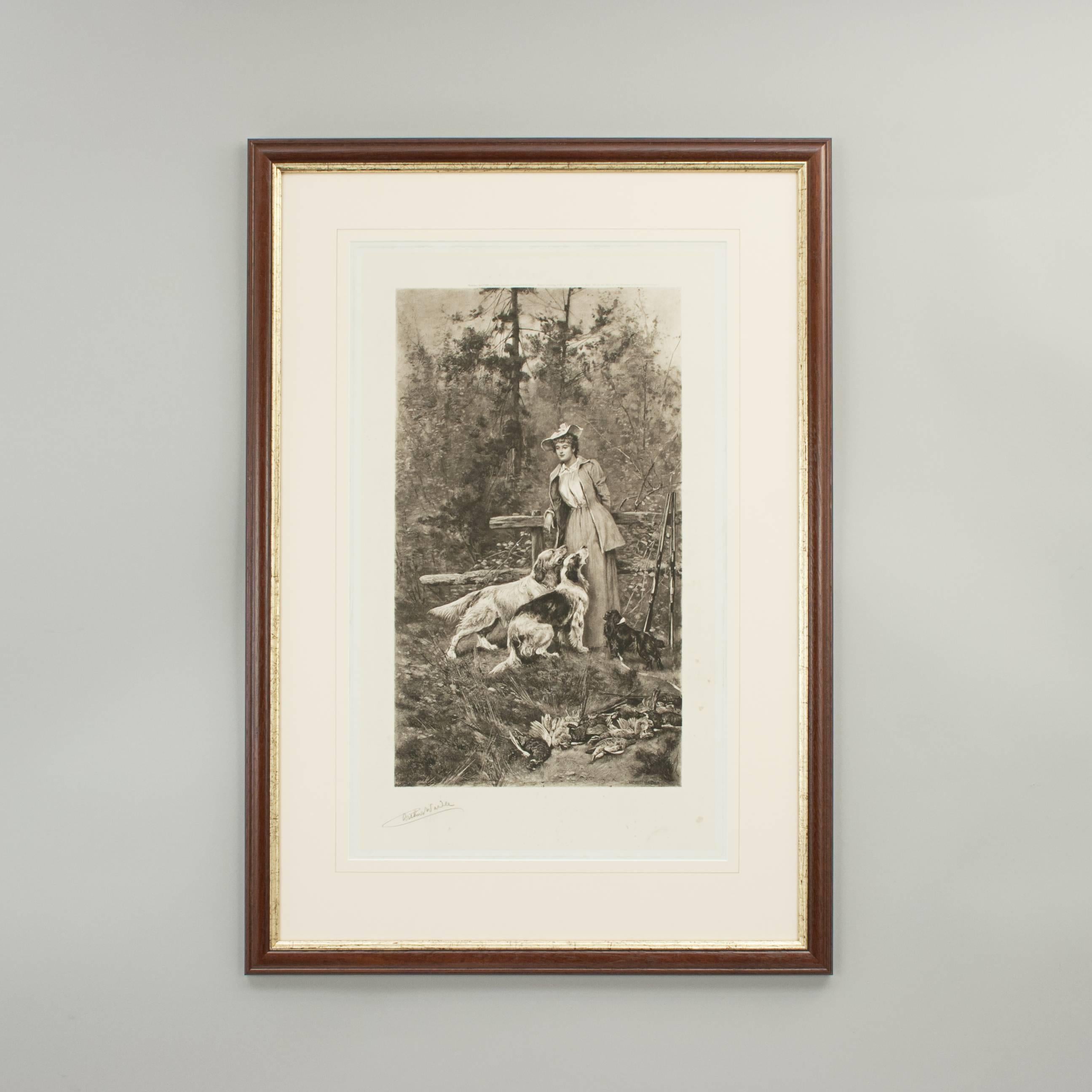 19th Century Shooting Print, On the Covert Side, Photogravure by Arthur Wardle For Sale