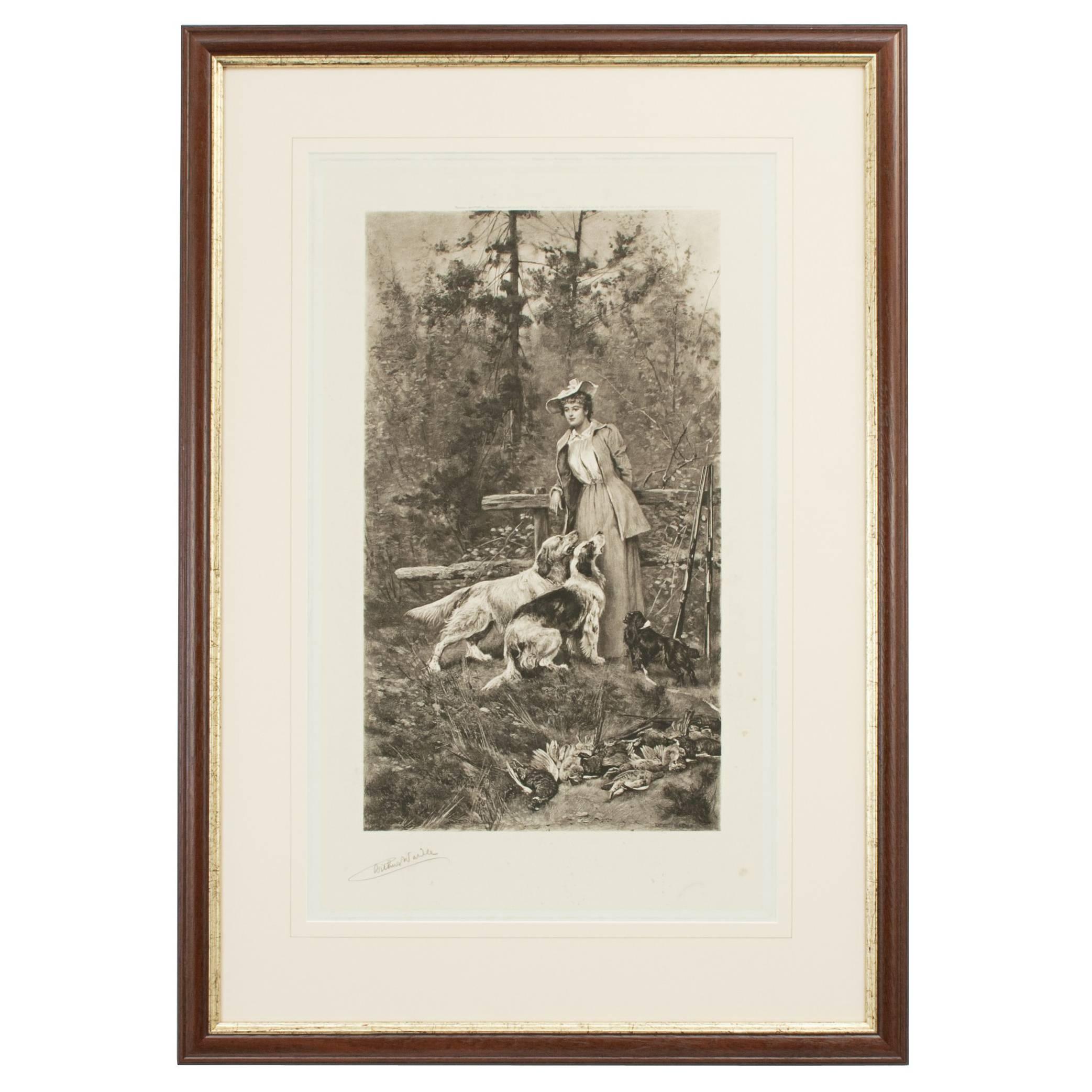 Shooting Print, On the Covert Side, Photogravure by Arthur Wardle For Sale