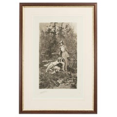 Antique Shooting Print, On the Covert Side, Photogravure by Arthur Wardle