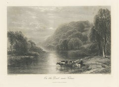 On the Dart near Totnes, Antique Steel Engraving after E.M. Wimperis, circa 1876