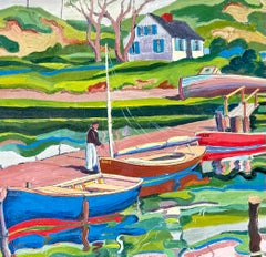 "On the Dock" WPA Era Painting by William Sharp