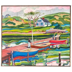"On the Dock" WPA Era Painting by William Sharp