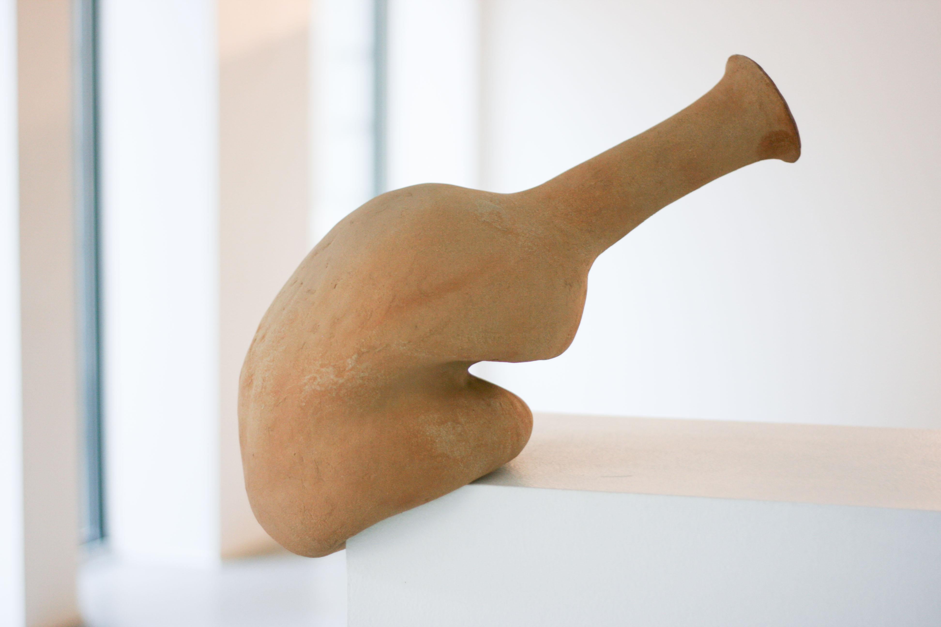 On The Edge I Decorative Ceramic Vase by Lillian Tørlen
Unique Piece.
Dimensions: D 24 x W 33 x H 53 cm. 
Materials: Ceramic. 

The exhibition Levels of Attachment and Belonging consists of a series of ceramic vases pressed, squeezed, and shaped by