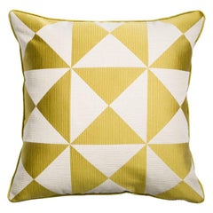 On the Edge Yellow and White Geometric Silk Pillow Cushion