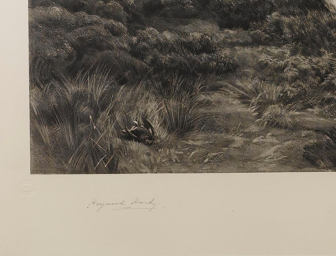 On the Moors oder „Dogging“ Signiert von Heywood Hardy, antiker Druck, 1894 (Graviert) im Angebot