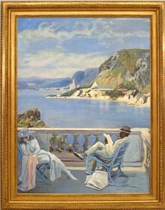 On The Riviera: Hand-Painted Impressionist Style, Late 20th Century