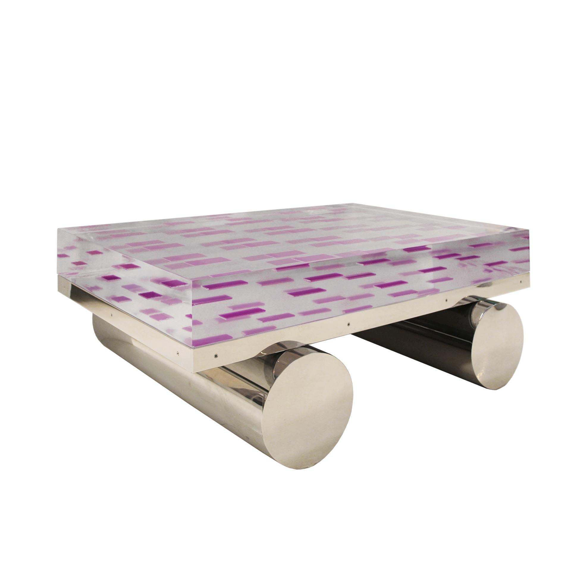 XXIe siècle et contemporain Table basse « On the Road » en plexiglas et base en acier par Superego Studio en vente