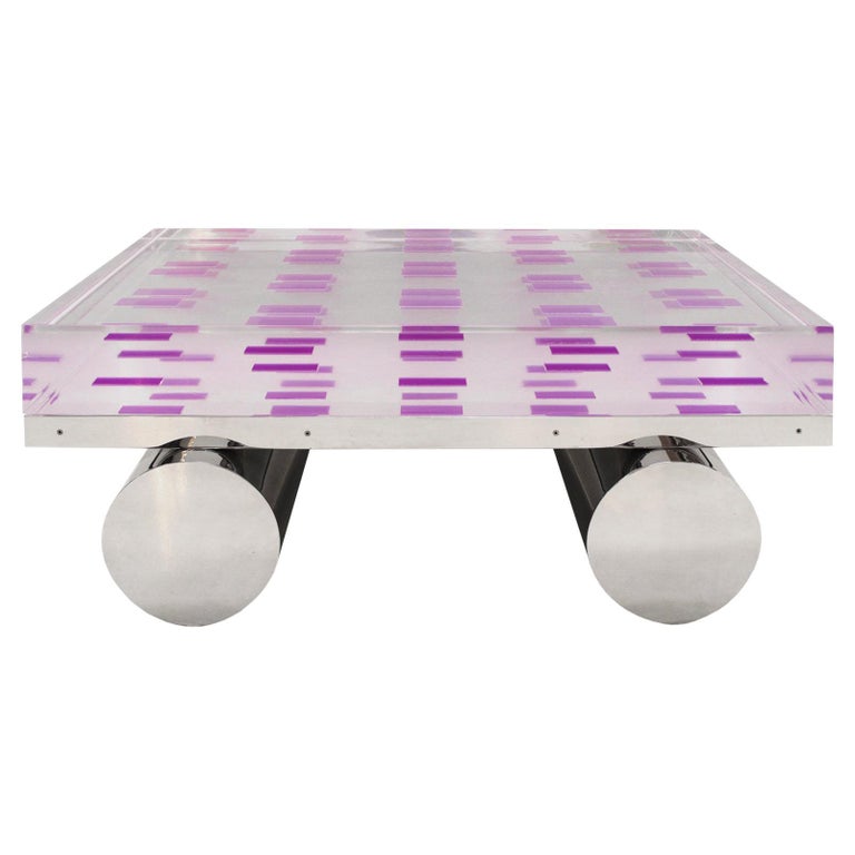 "On the Road" Coffe Table Made of Plexiglass and Steel Base by Superego Studio For Sale
