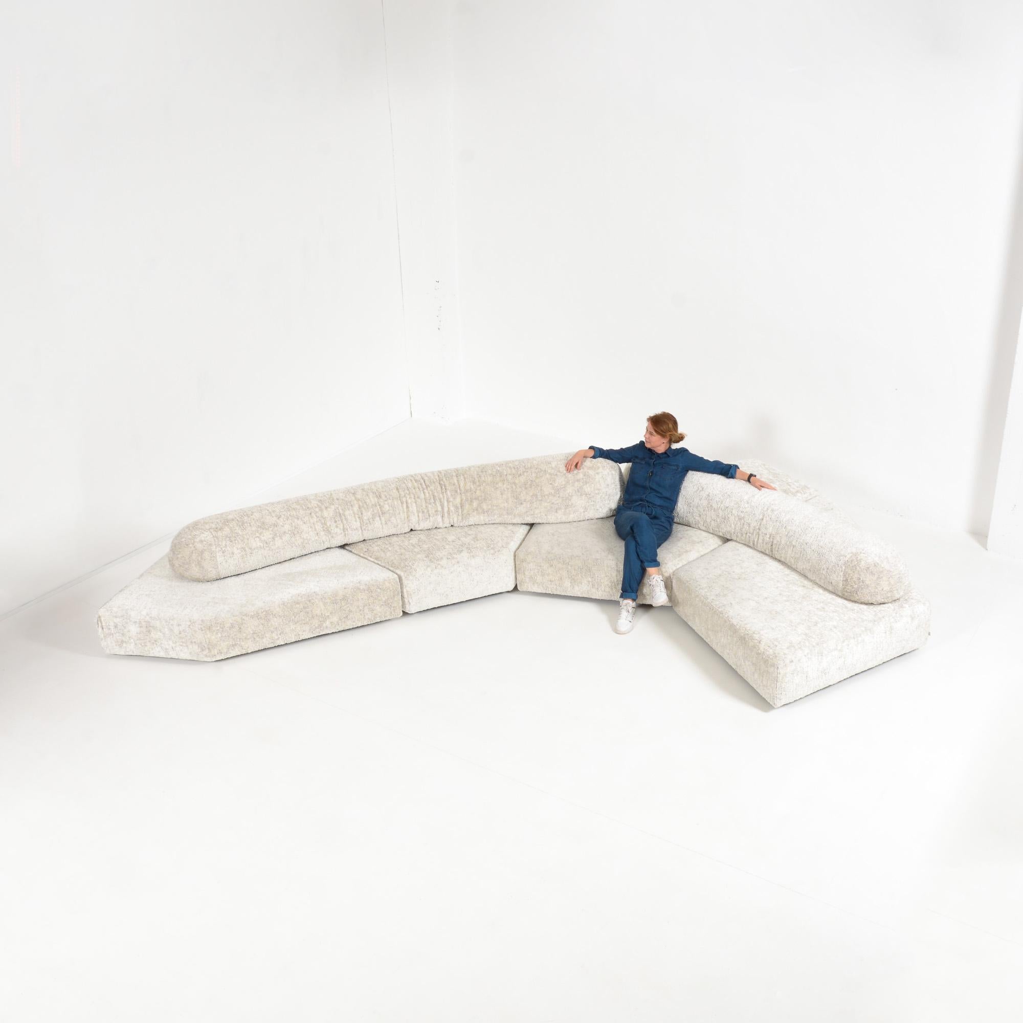 On the Rocks is a modular sofa designed by Francesco Binfaré for Edra.
The On the Rocks sofa brings in a new dimension of comfort, where the sofa and the people who live it take centre stage: a soft sculpture that can be mixed and matched as you