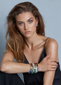 On the Side Bracelet, Yellow Silver, Turquoise