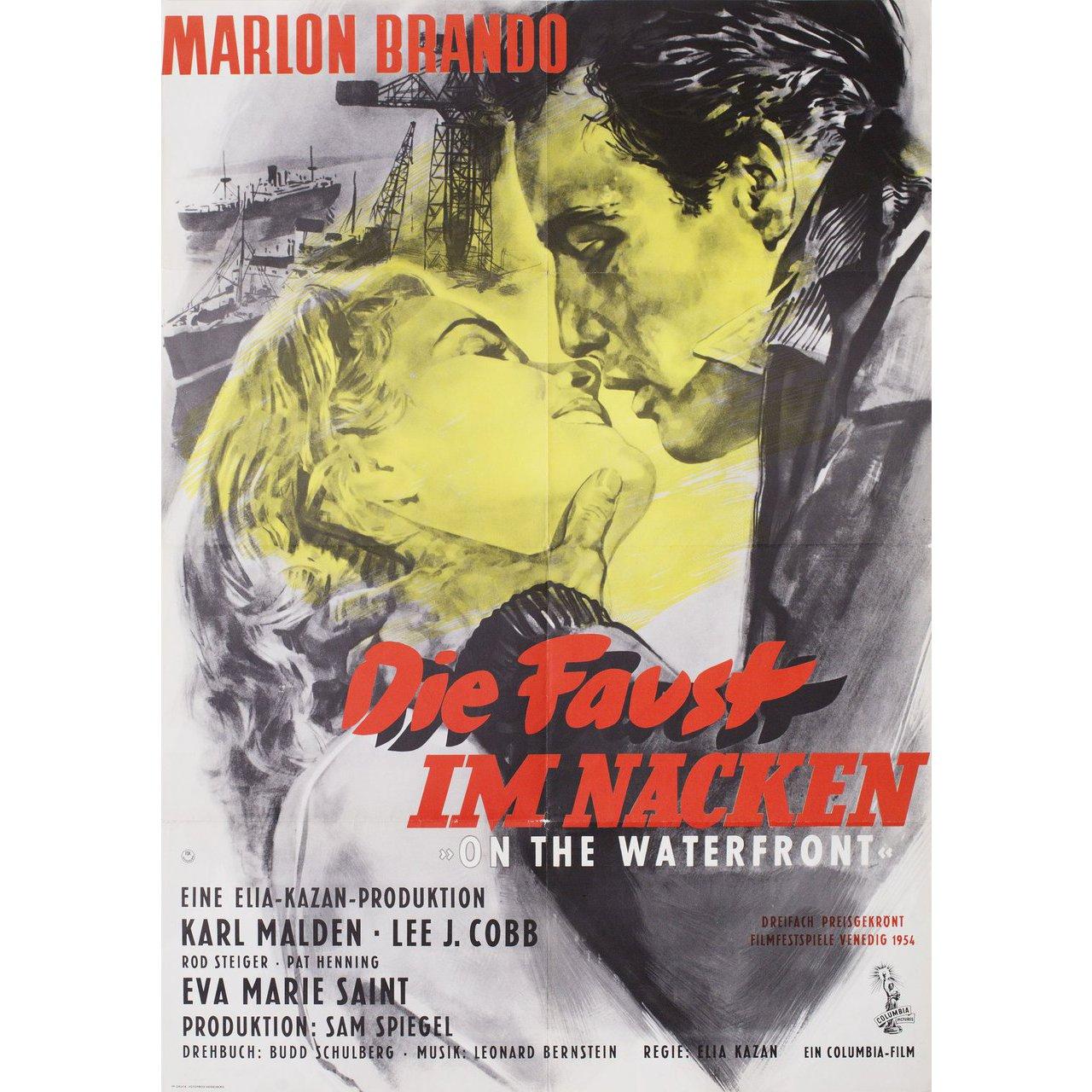 Original 1962 re-release German A1 poster by Ernst Litter for the 1954 film On the Waterfront directed by Elia Kazan with Marlon Brando / Karl Malden / Lee J. Cobb / Rod Steiger. Very good-fine condition, folded. Many original posters were issued