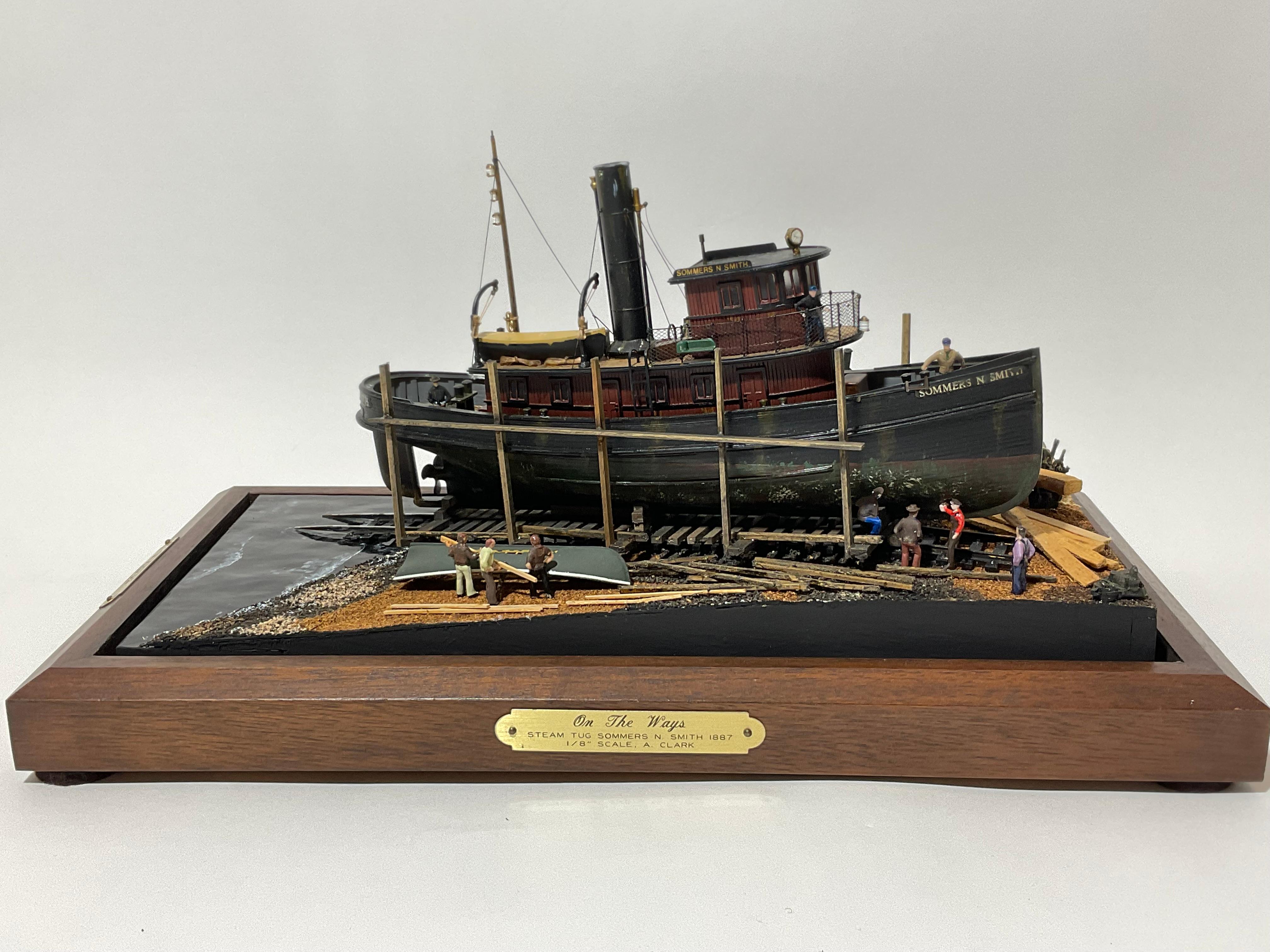 Wood On The Ways Tugboat Diorama by Arthur Clark 8282 For Sale