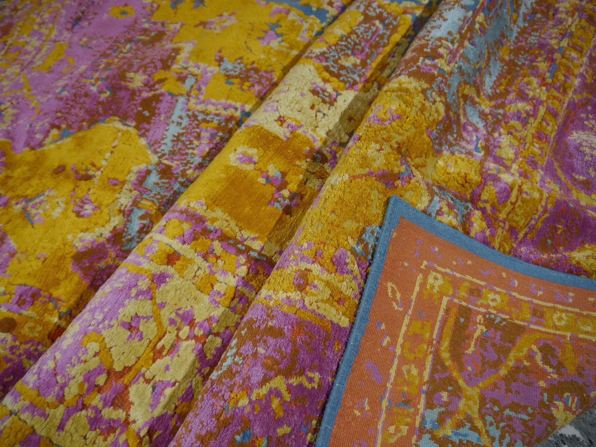 Tapis de luxe supérieur Heriz, tapis contemporain en soie par Djoharian Design en vente 9