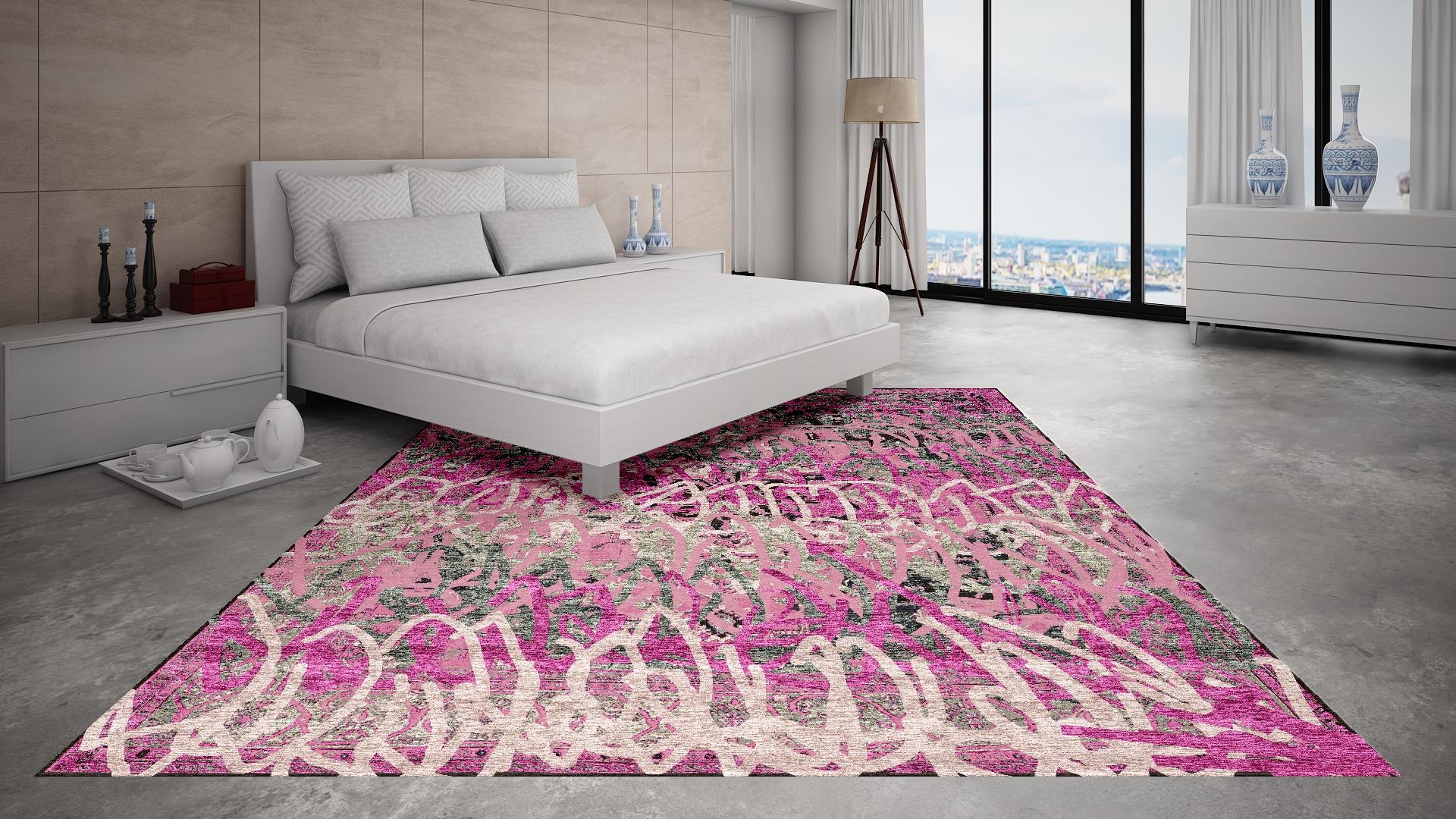 Moderne Il était une fois un Heriz, tapis contemporain en soie par Djoharian Design en vente